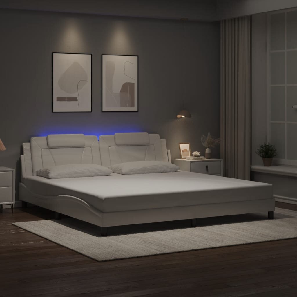 vidaXL Рамка за легло Viana с LED без матрак бяла 200x200 см