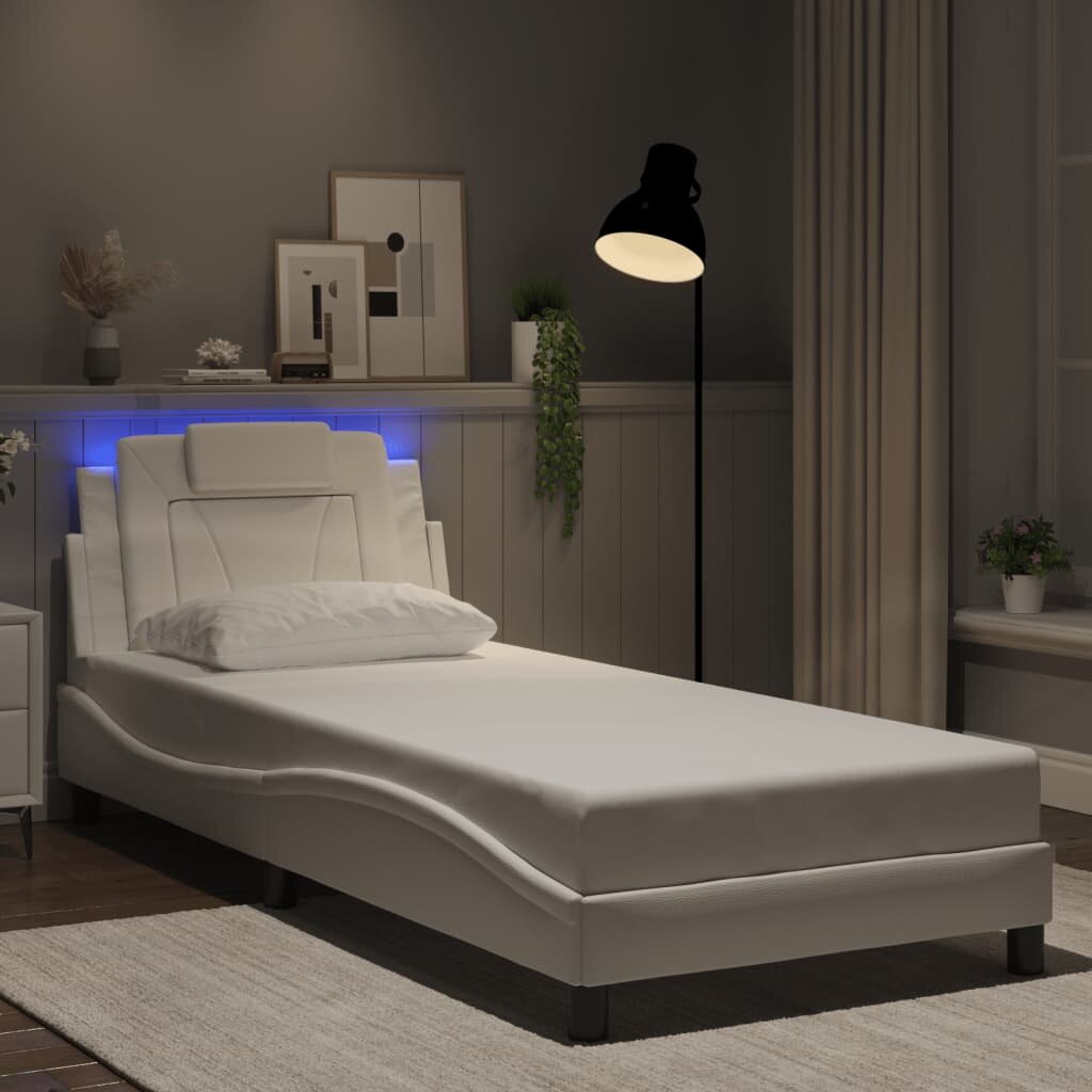 vidaXL Рамка за легло Viana с LED без матрак бяла 80x200 см