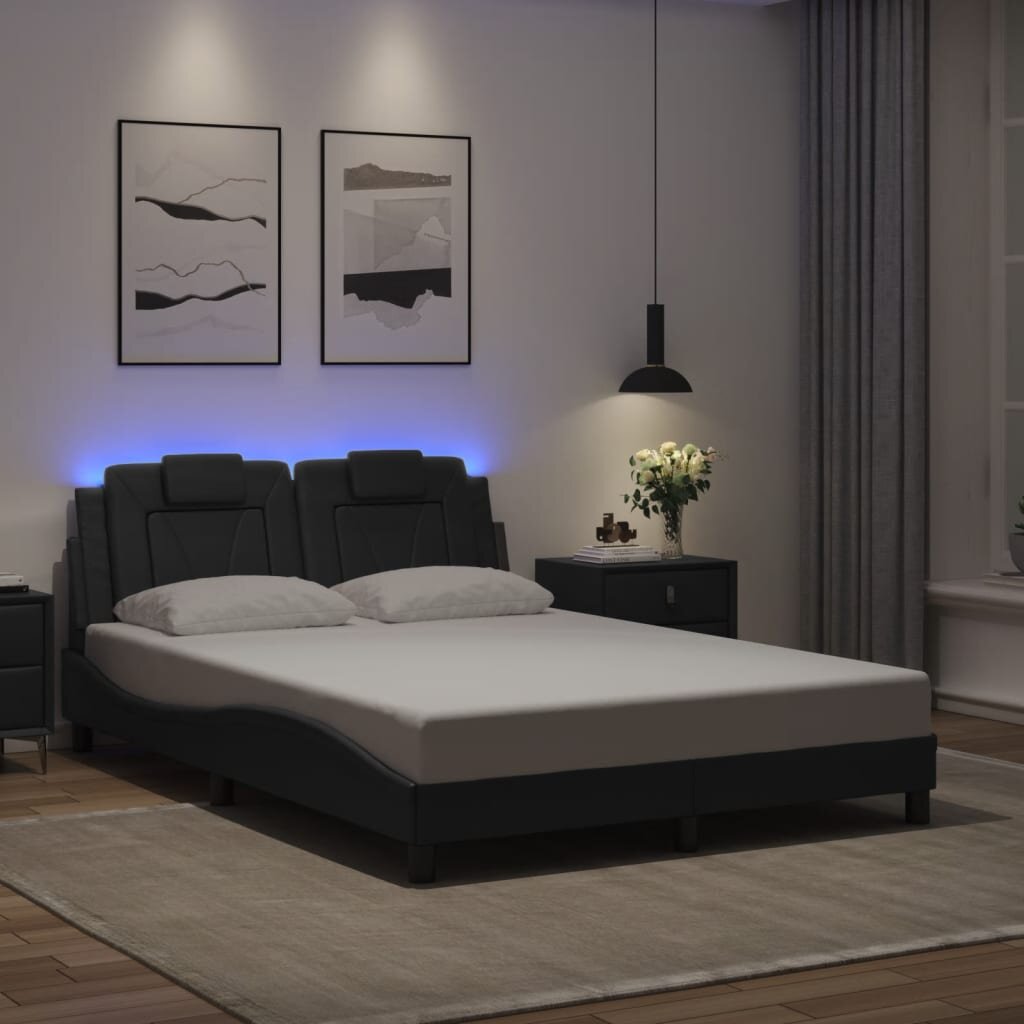 vidaXL Рамка за легло Viana с LED без матрак черна 140x190 см