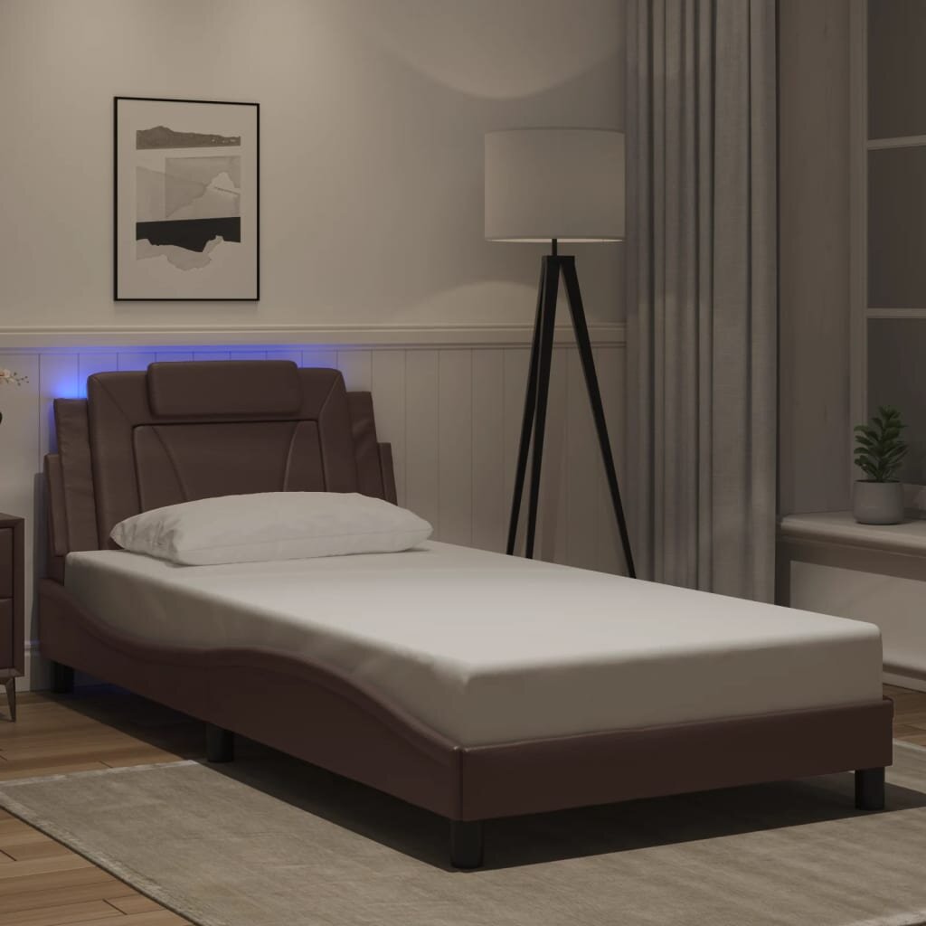 vidaXL Рамка за легло Viana с LED без матрак кафява 100x200 см