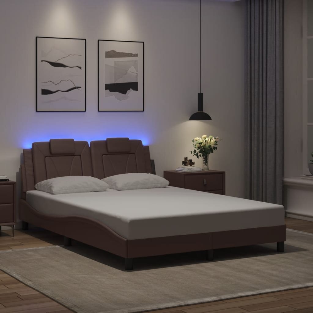 vidaXL Рамка за легло Viana с LED без матрак кафява 120x200 см