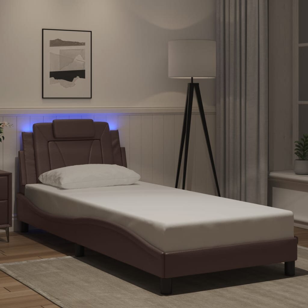 vidaXL Рамка за легло Viana с LED без матрак кафява 80x200см