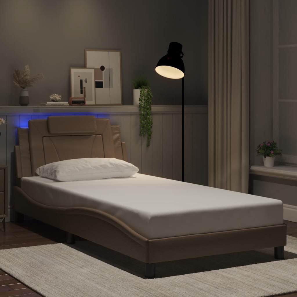 vidaXL Рамка за легло Viana с LED без матрак капучино 100x200 см
