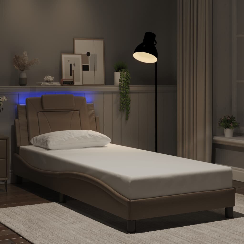 vidaXL Рамка за легло Viana с LED без матрак капучино 80x200 см