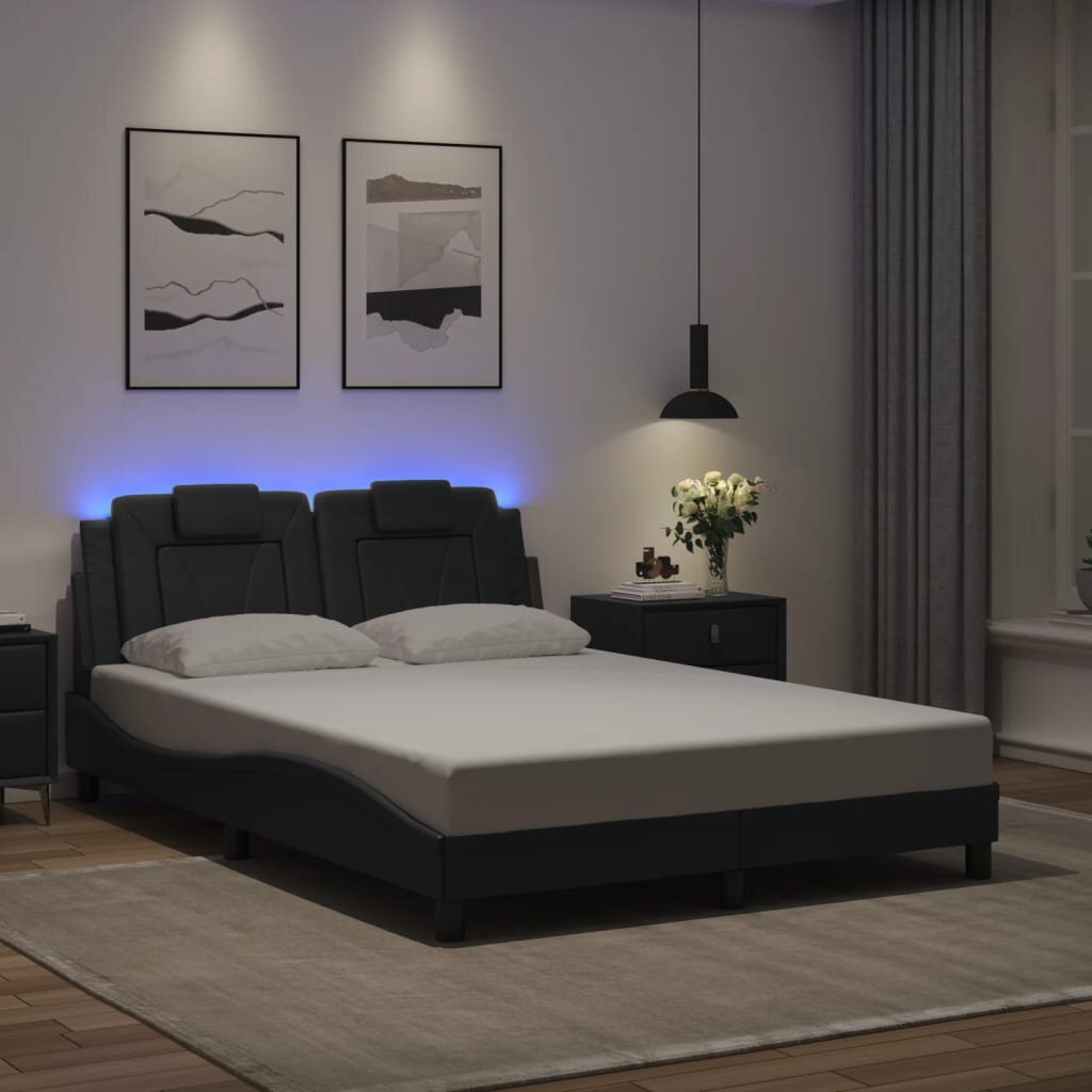 vidaXL Рамка за легло Viana с LED без матрак сива 120x200 см