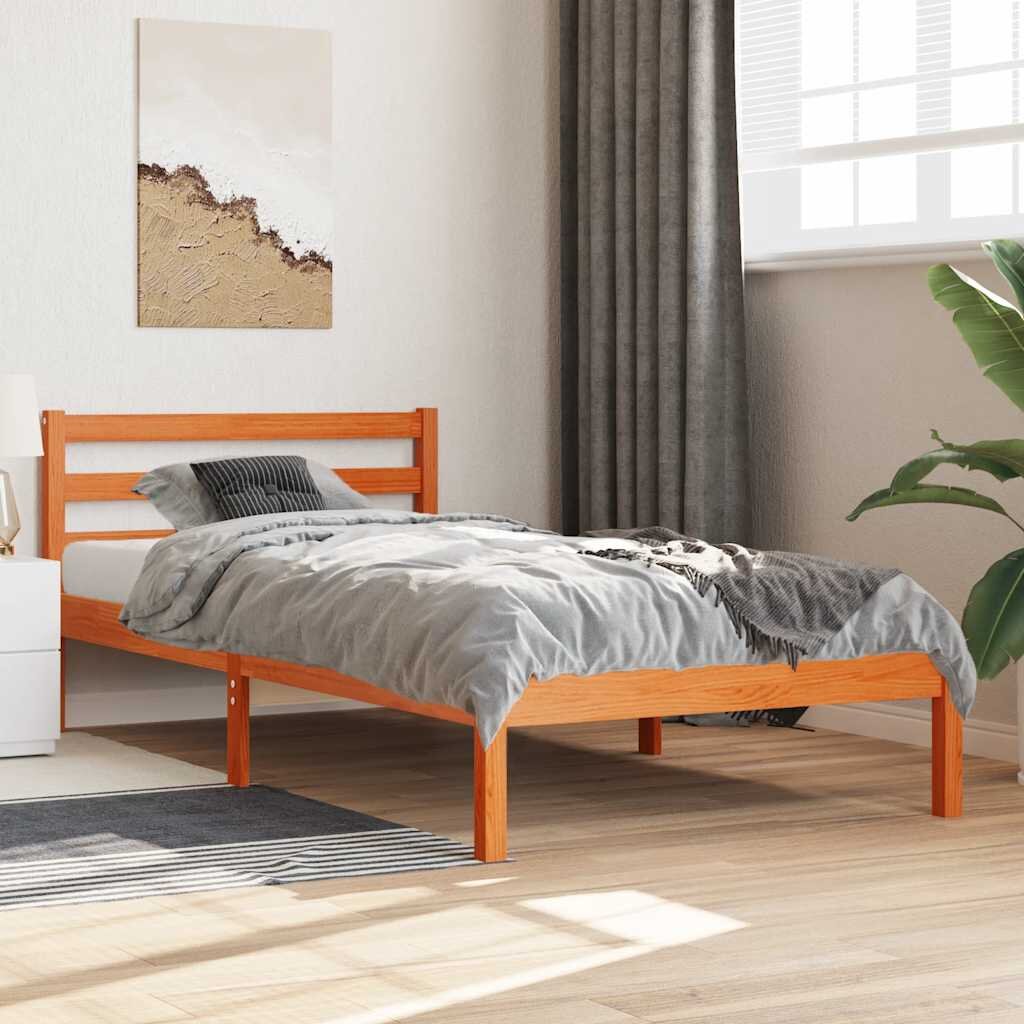 vidaXL Рамка за легло Восъчнокафяво 90 x 190 cm