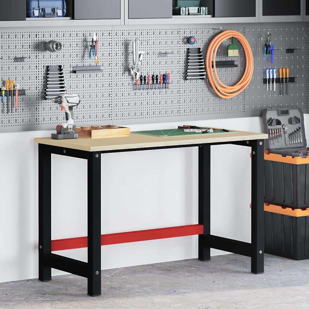 vidaXL Рамка за работна маса метал 120x57x79 см черно и червено