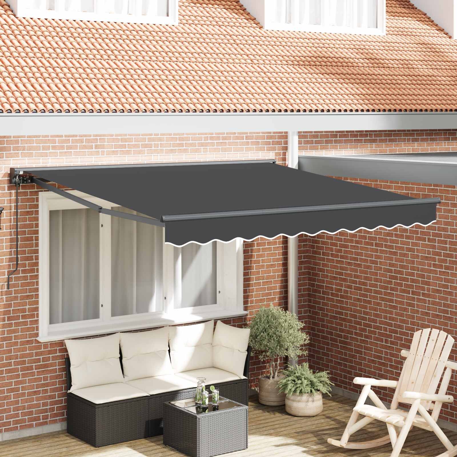 vidaXL Рамка за сенник Антрацит 350 x 250 cm Полиестер с PU покритие