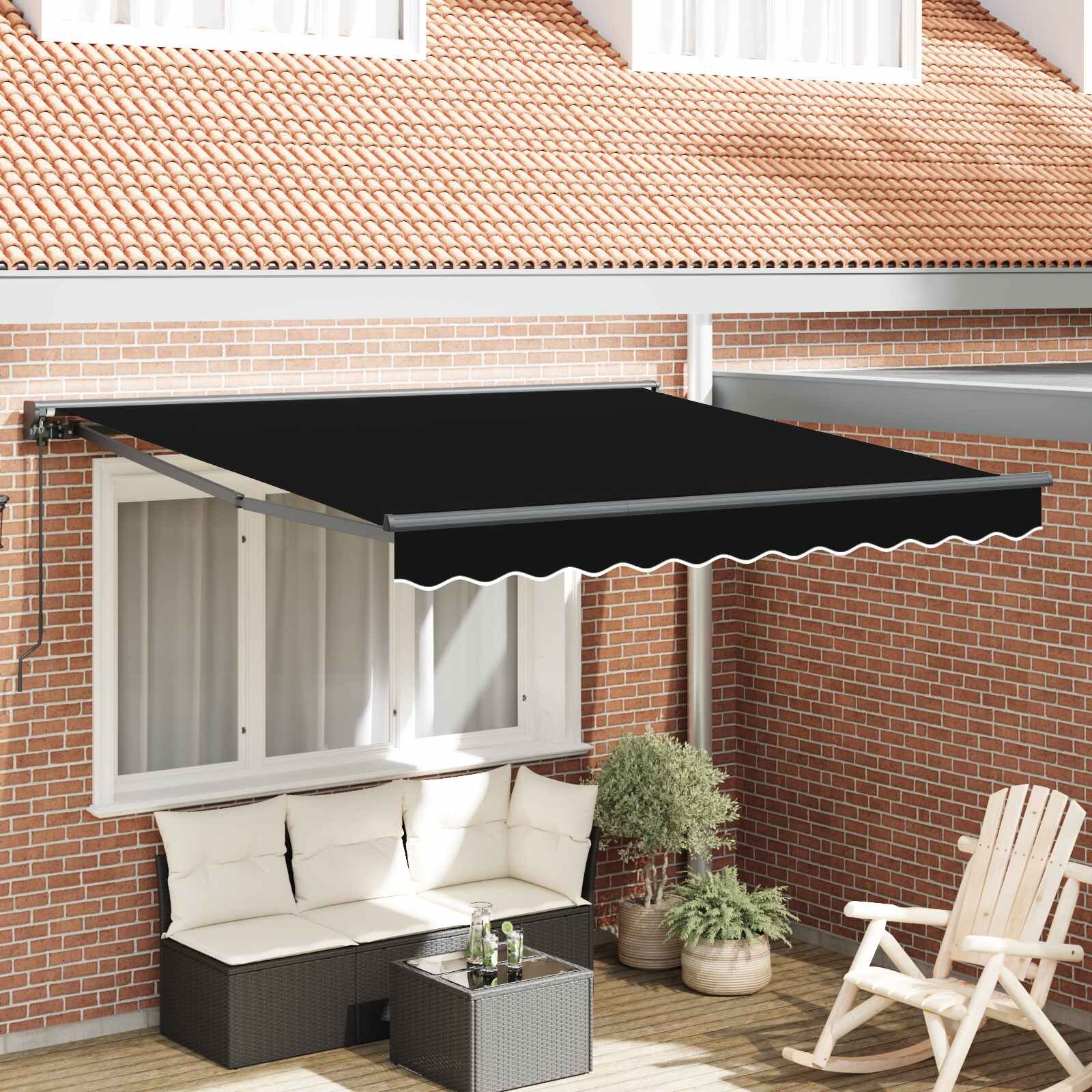 vidaXL Рамка за сенник Черно 300 x 250 cm Полиестер с PU покритие