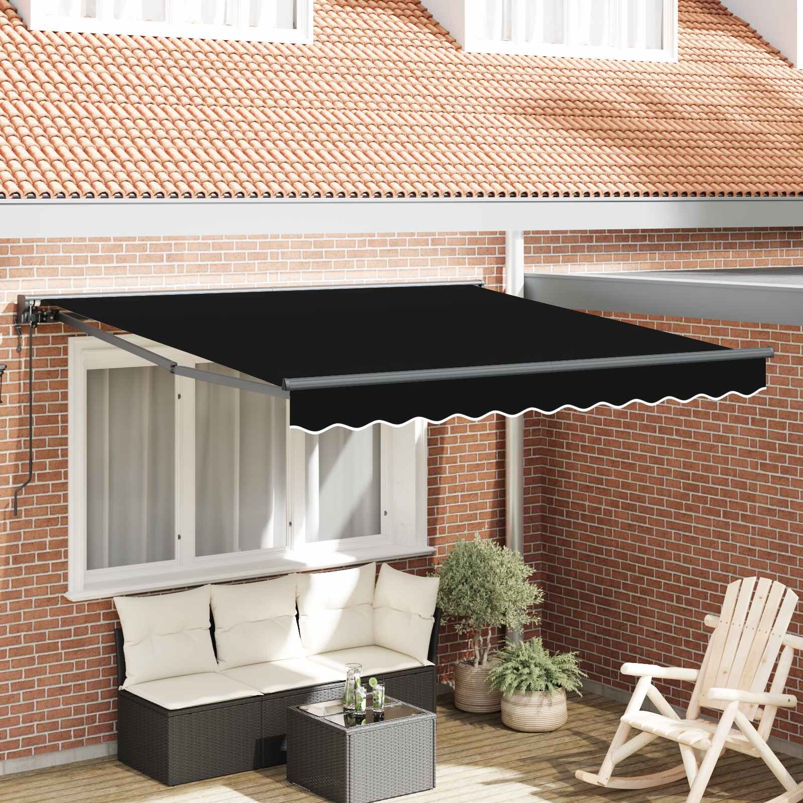 vidaXL Рамка за сенник Черно 350 x 250 cm Полиестер с PU покритие