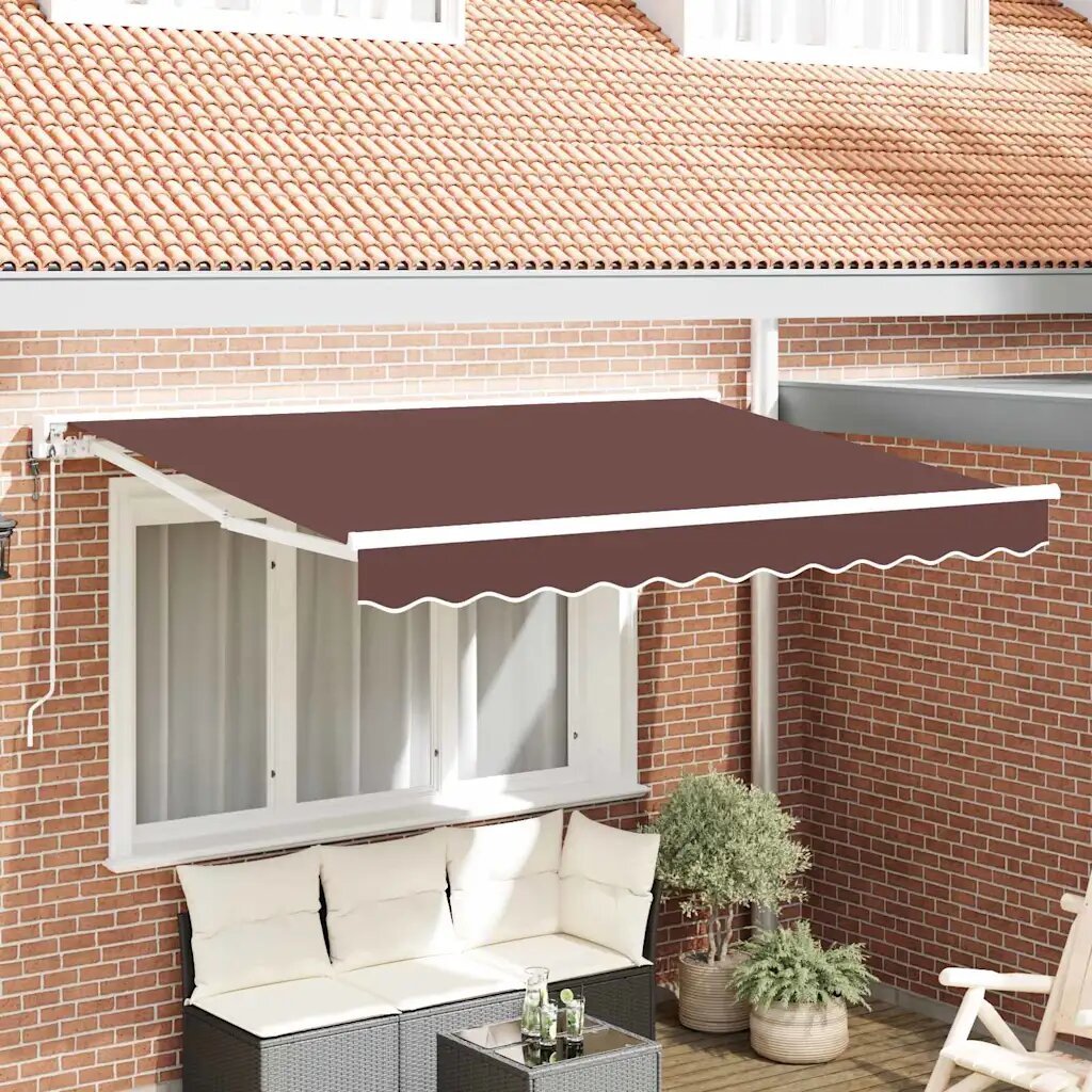 vidaXL Рамка за сенник Кафяво 250 x 200 cm Полиестер с PU покритие