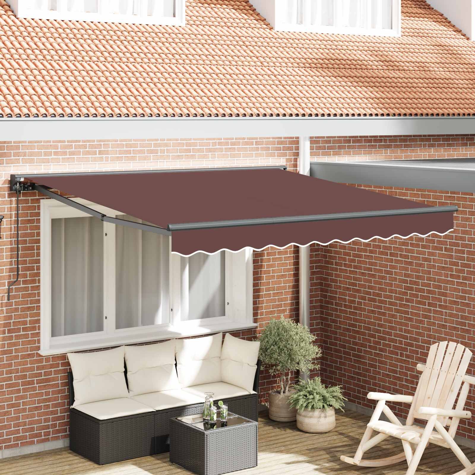 vidaXL Рамка за сенник Кафяво 300 x 250 cm Полиестер с PU покритие