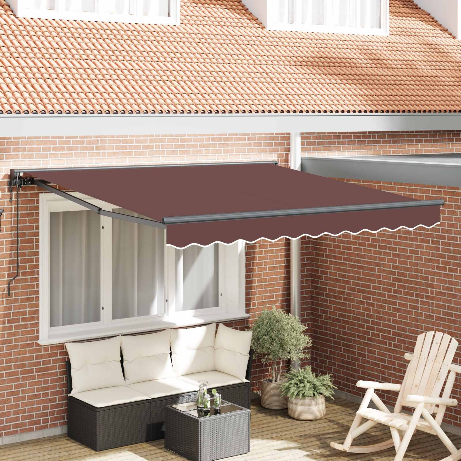 vidaXL Рамка за сенник Кафяво 350 x 250 cm Полиестер с PU покритие