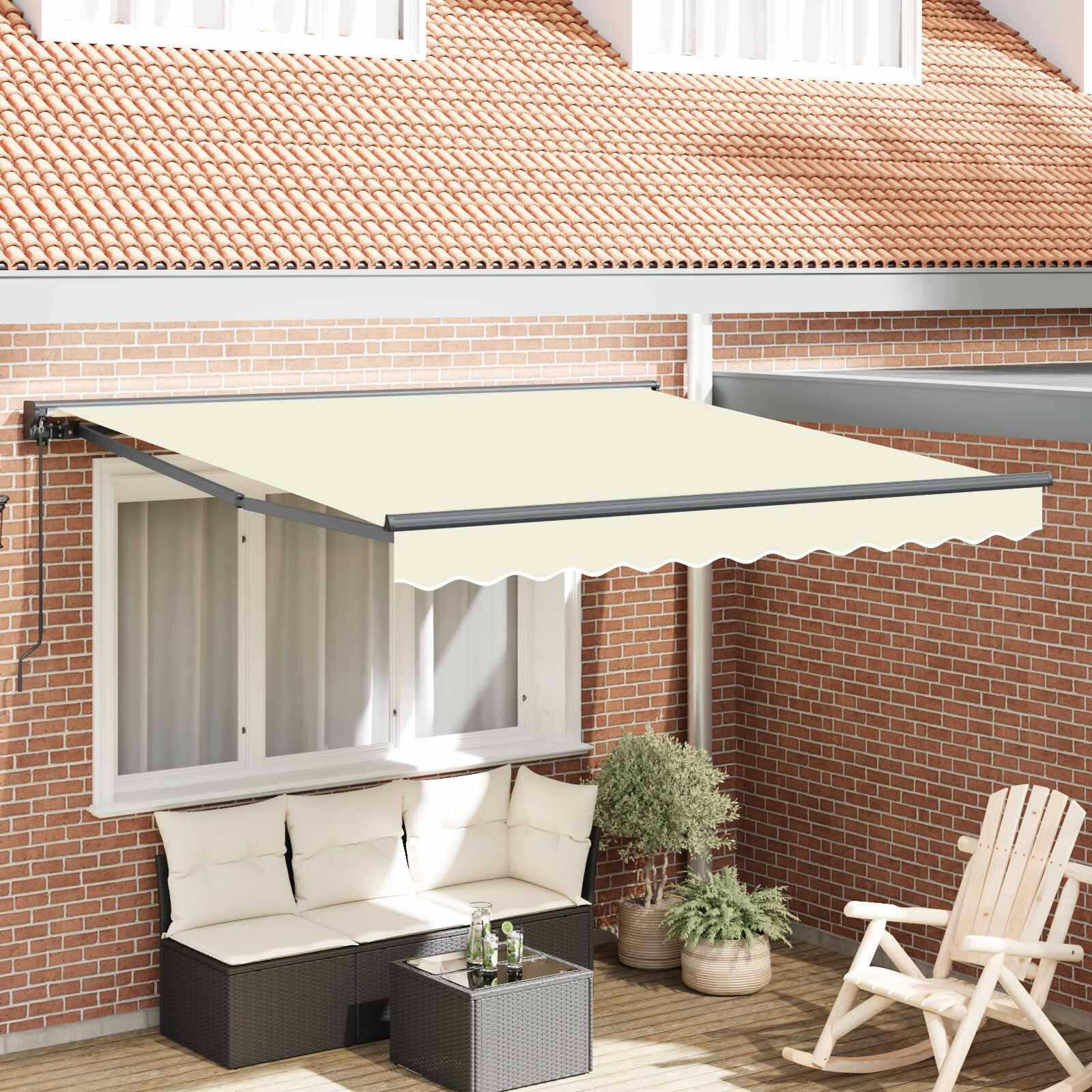 vidaXL Рамка за сенник Кремаво 350 x 250 cm Полиестер с PU покритие