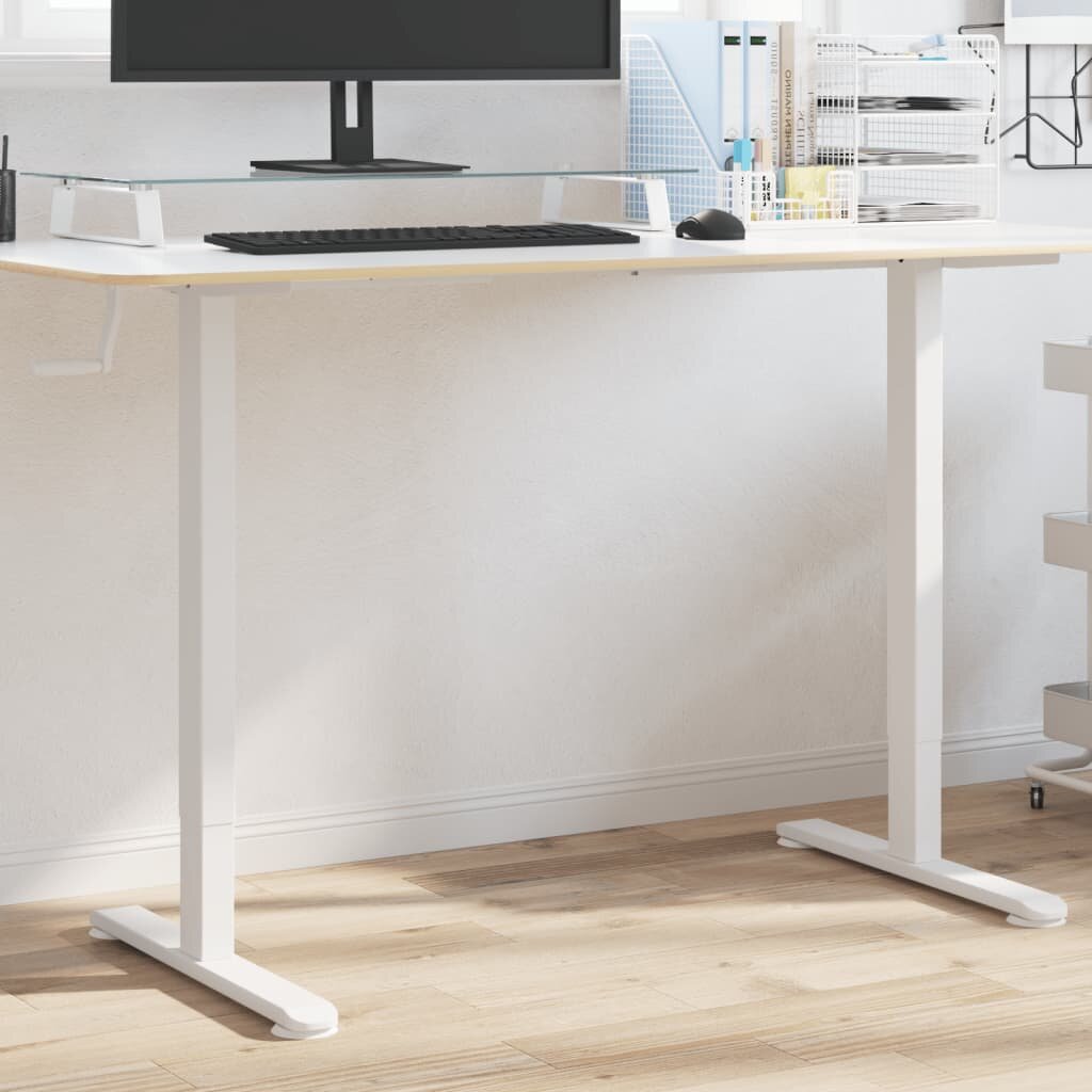 vidaXL Рамка за стоящо бюро бяло (94-135)x60x(70-114) см стомана