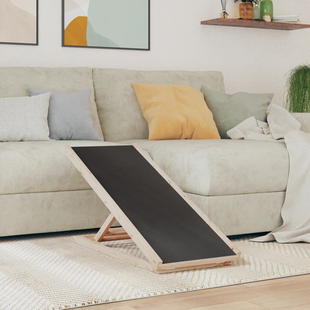 vidaXL Рампа за кучета сива 100x40 см масивна ела