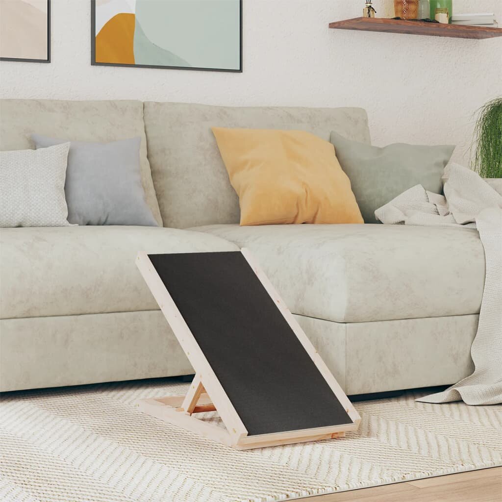 vidaXL Рампа за кучета сива 70x35 см масивна ела