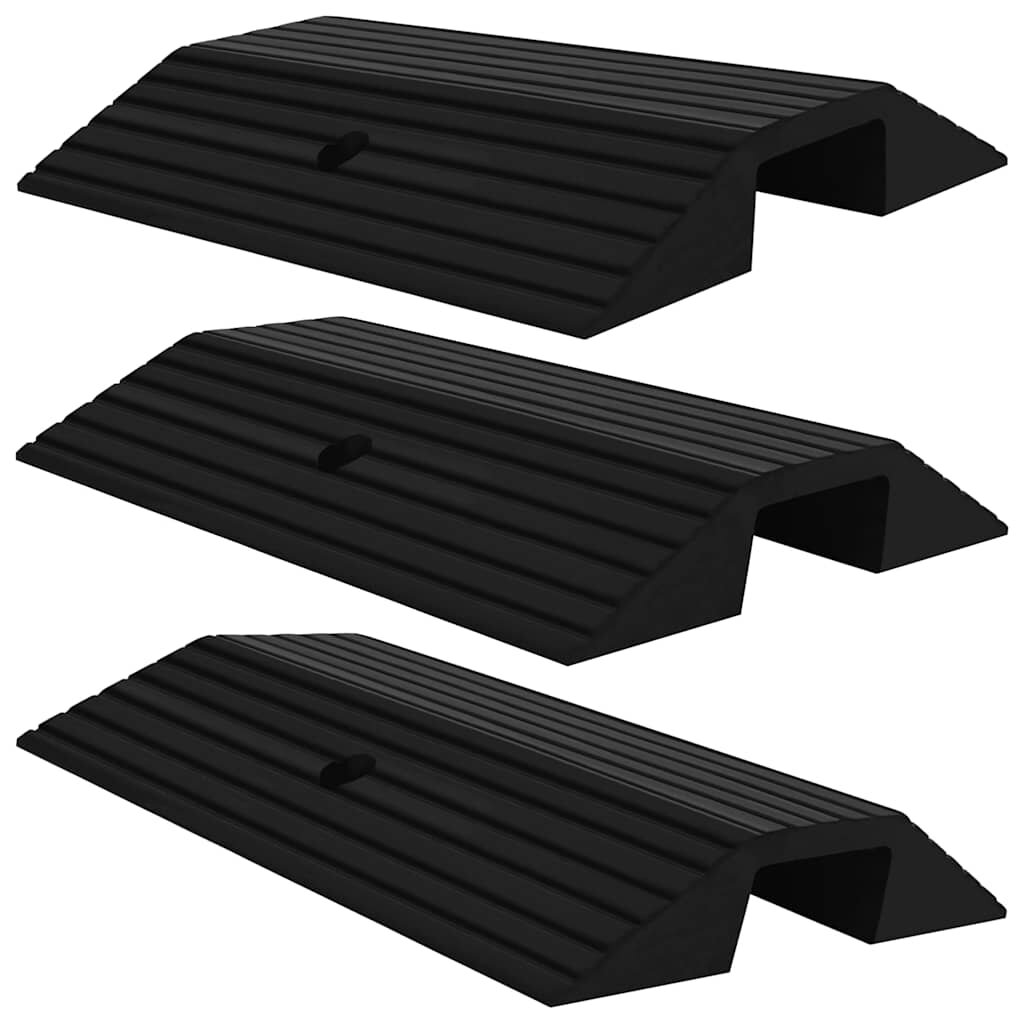 vidaXL Рампи за праг тип мост 3 бр 49x40x8 см гума