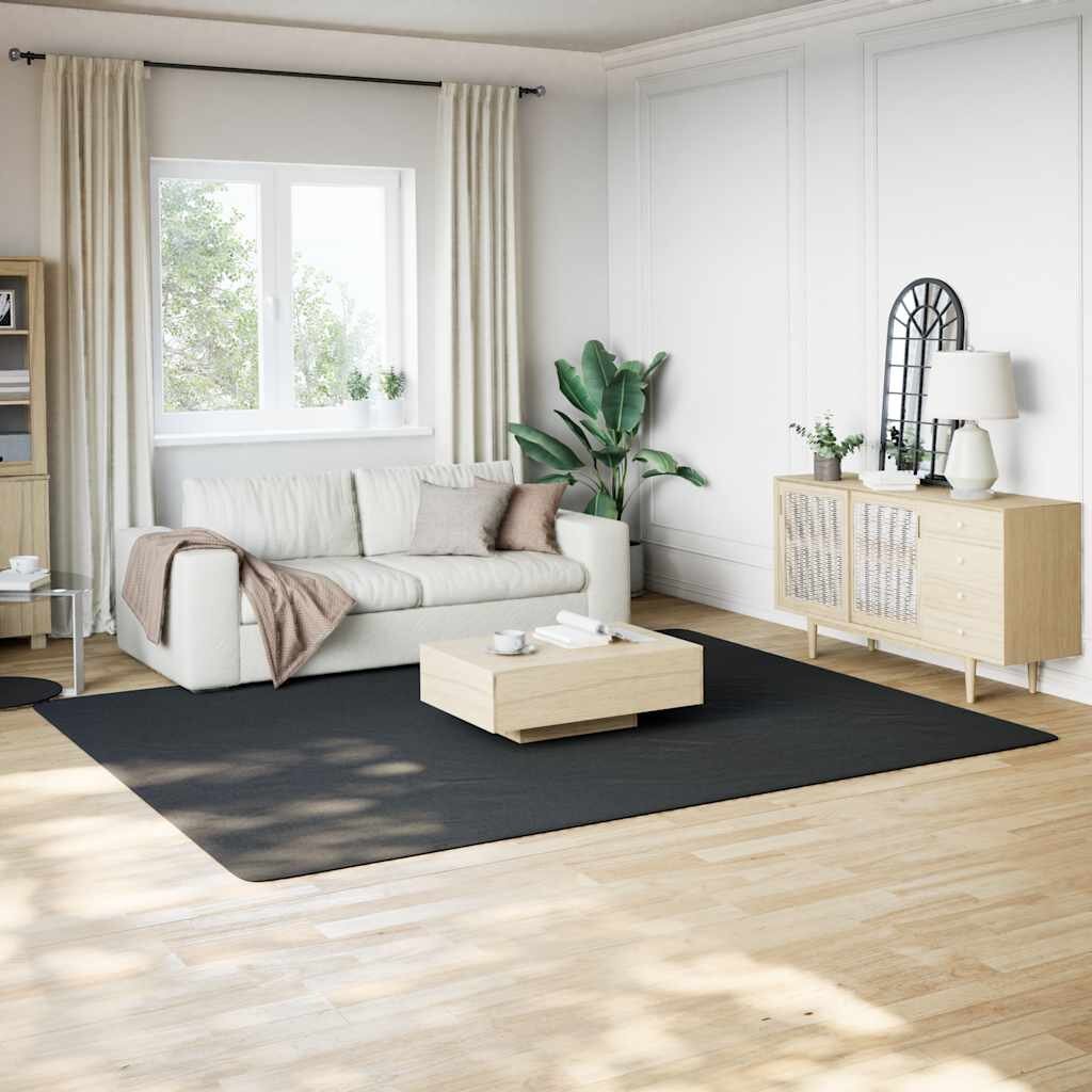 vidaXL Ръшкав килим черен 240x305 см полиестер