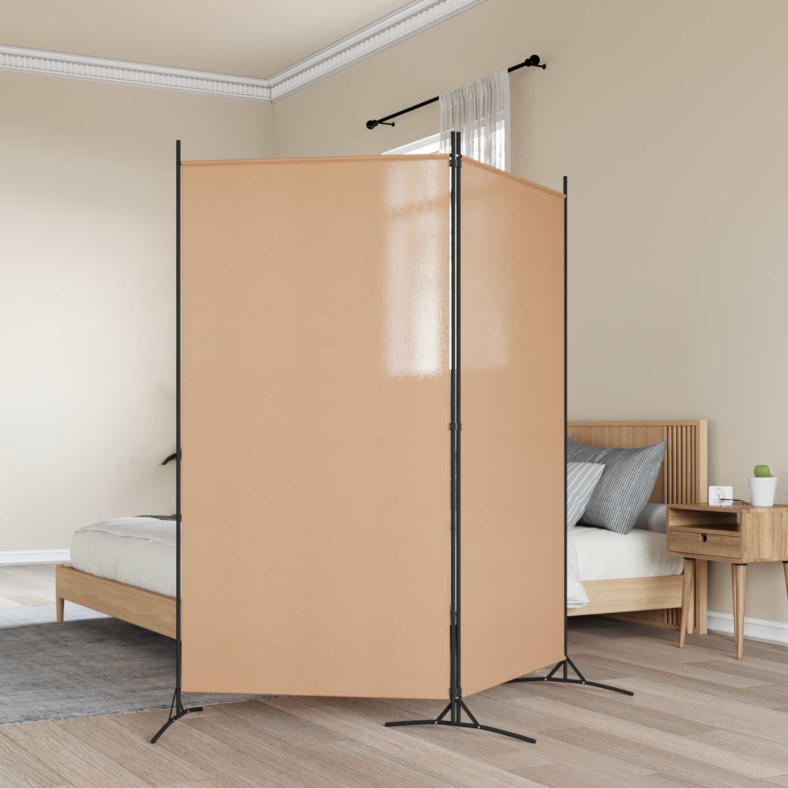 vidaXL Разделител на стая с 2 панели Бежово 175 x 180 cm Текстил