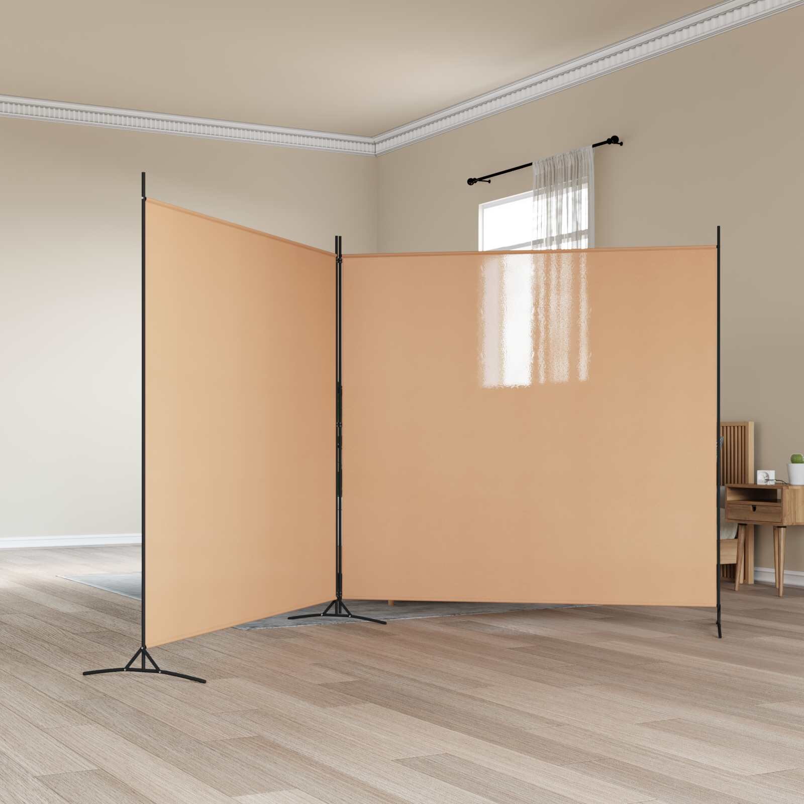 vidaXL Разделител на стая с 2 панели Бежово 348 x 180 cm Текстил