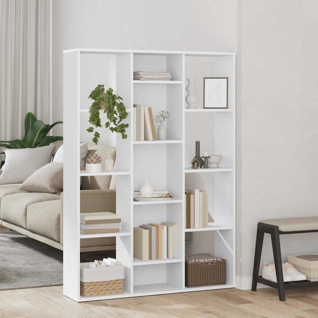 vidaXL Разделител за стая/библиотека бял 100x24x140 см инженерно дърво