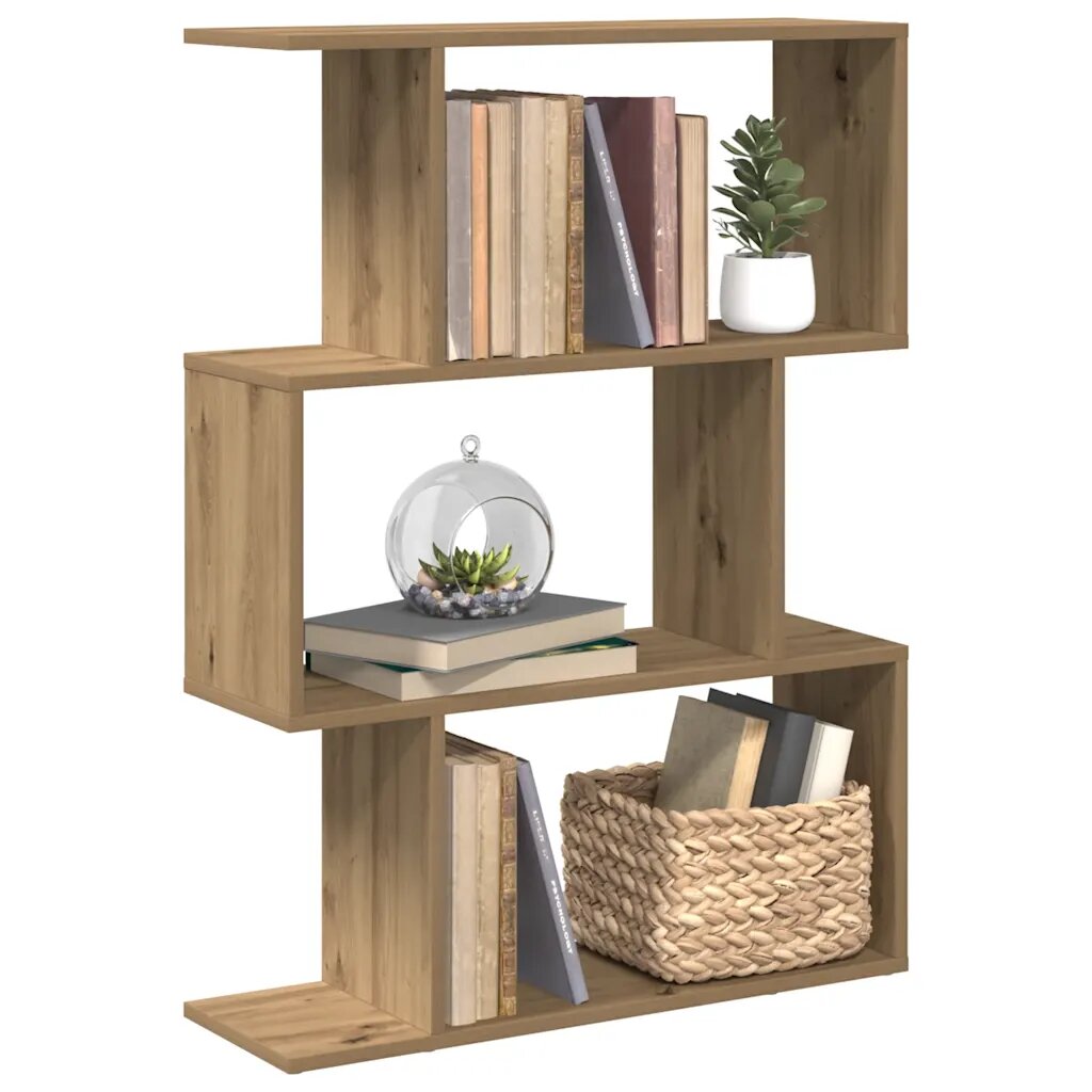 vidaXL Разделител за стая / библиотека дъб артизан 3 нива 70x24x97 см