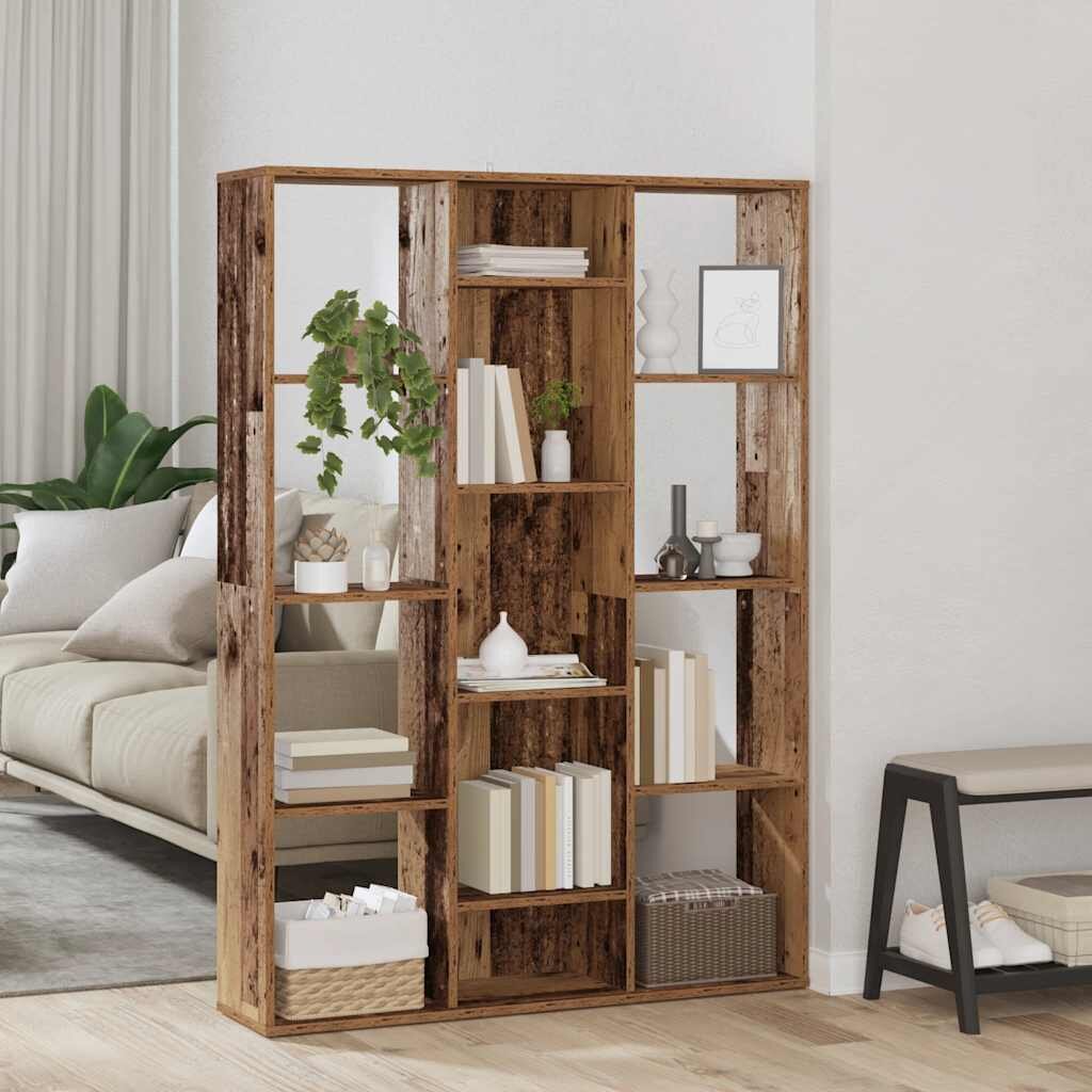 vidaXL Разделител за стая/библиотека старо дърво 100x24x140 см ПДЧ