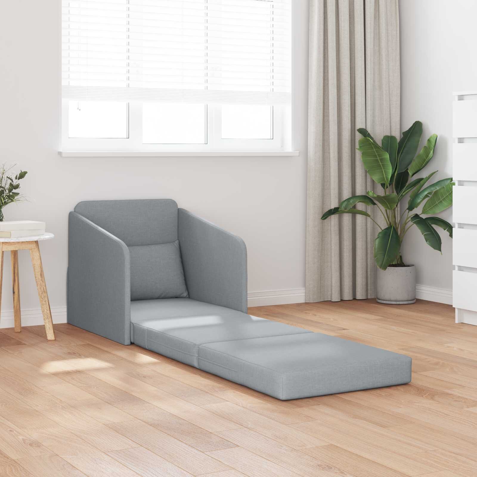 vidaXL Разтегателен диван легло Светлосиво 65 x 80 x 83 см текстил