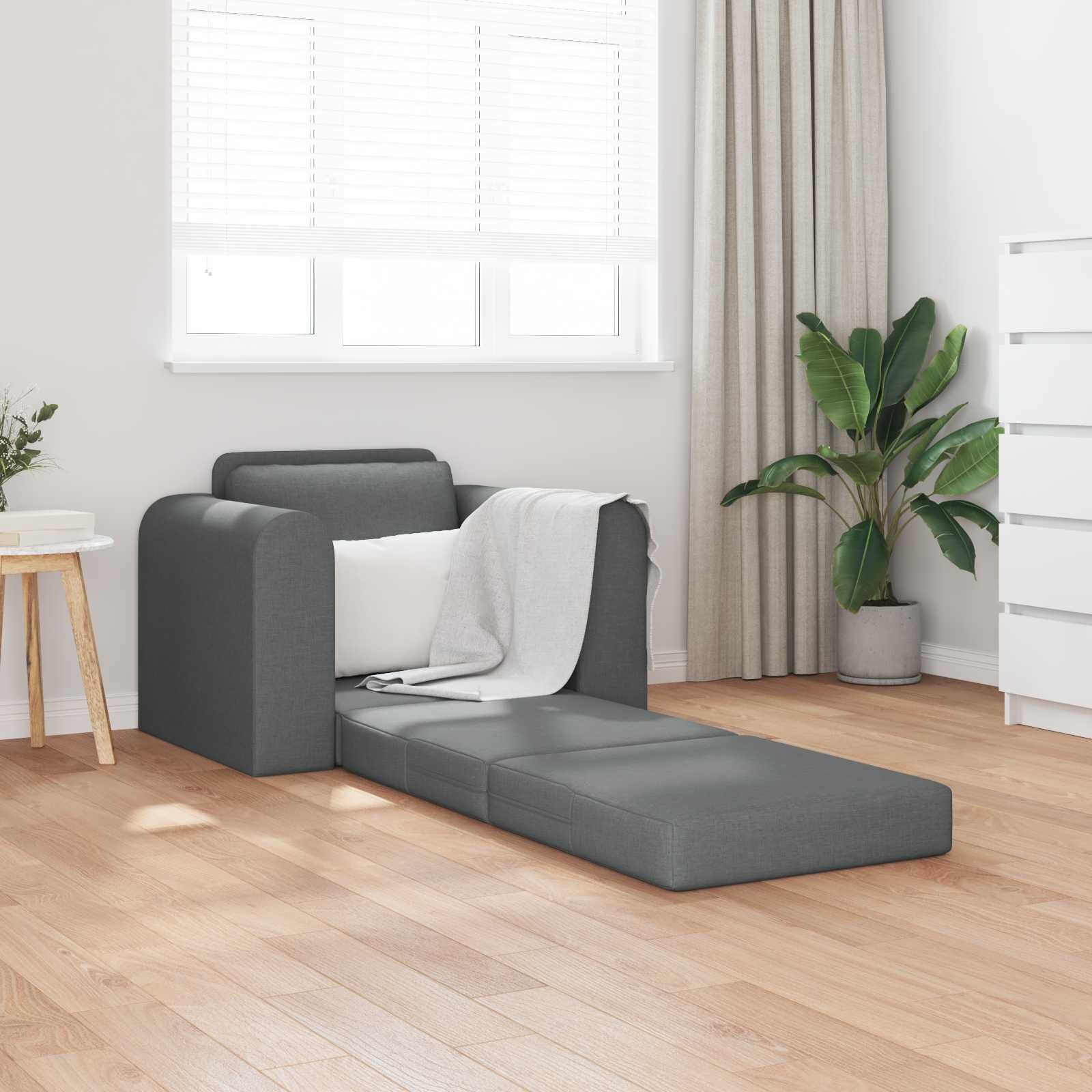 vidaXL Разтегателен диван легло Тъмен сив 98 x 71 x 83 см текстил