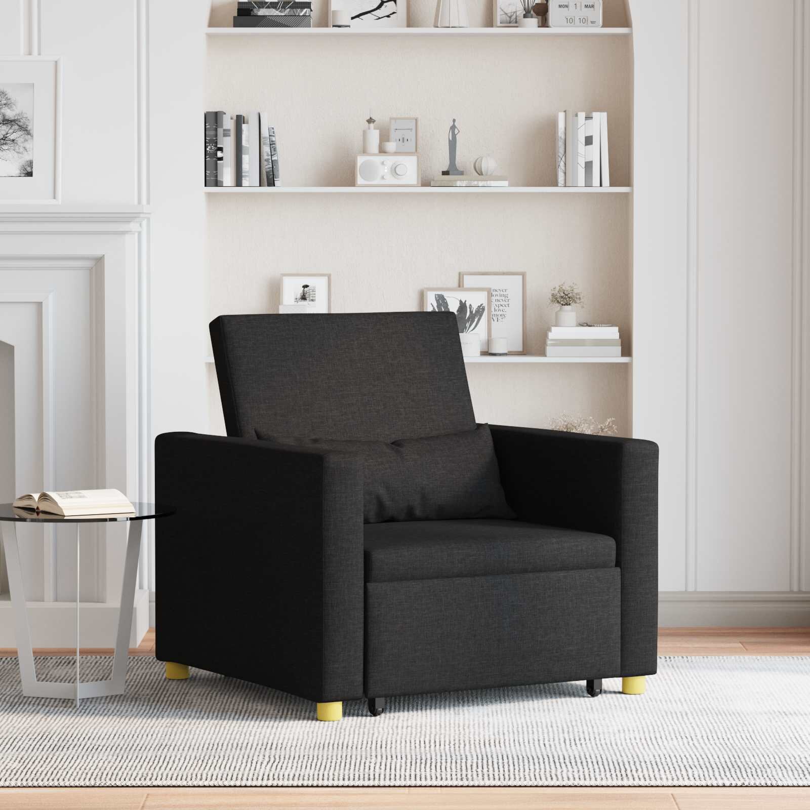 vidaXL Разтегателен диван с единично легло Черно 90 x 165 x 87 см