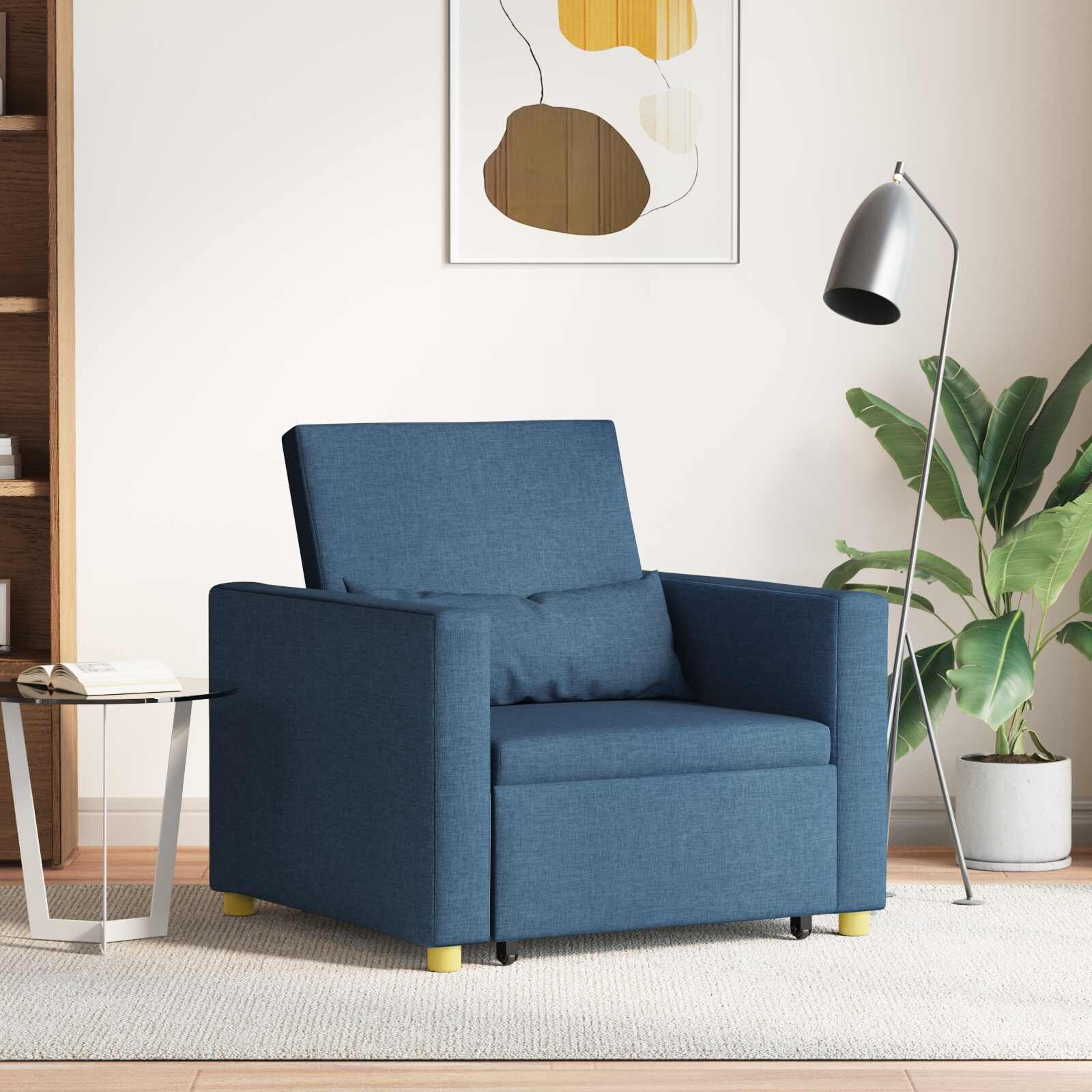 vidaXL Разтегателен диван с единично легло Синьо 90 x 165 x 87 см