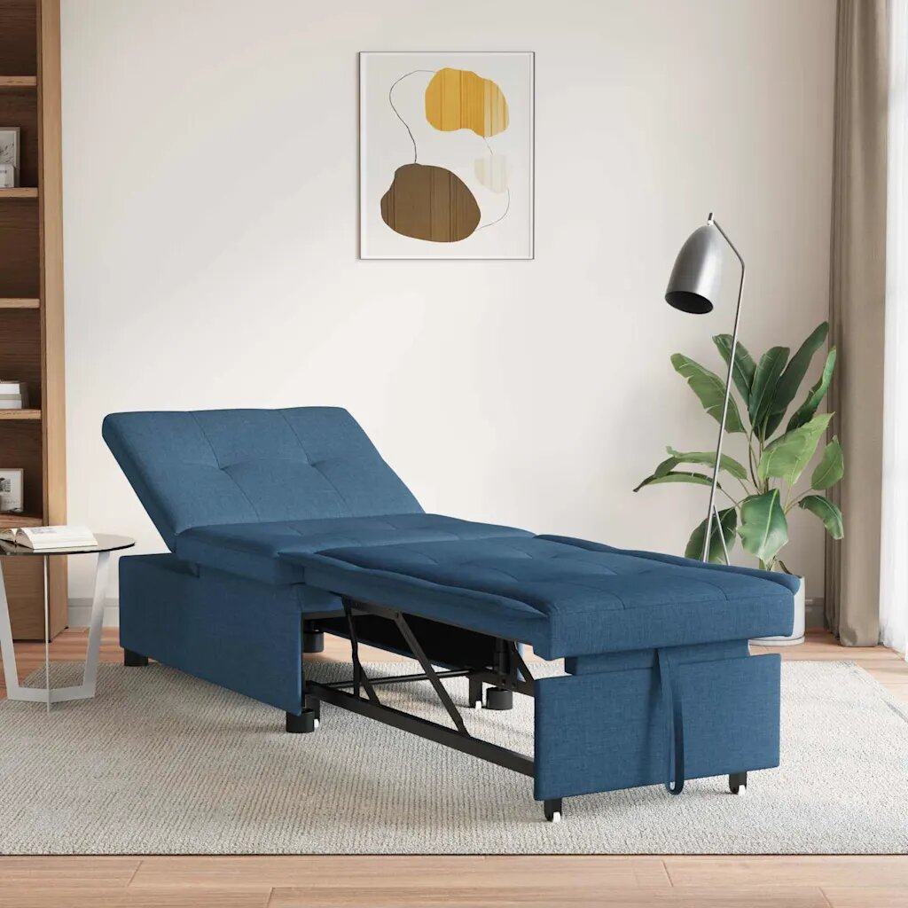 vidaXL Разтегателен диван с матрак Синьо 194 x 50 x 82 см текстил