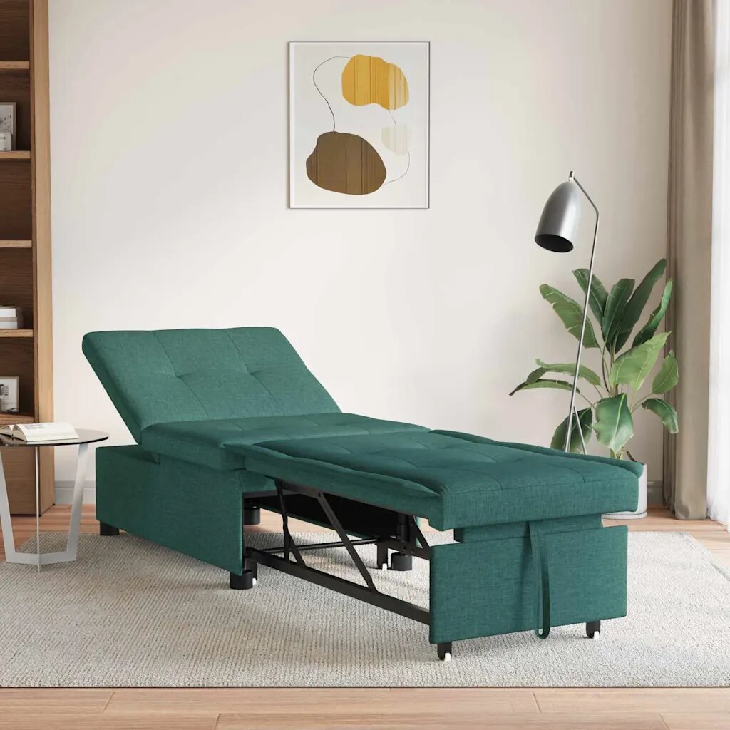 vidaXL Разтегателен диван с матрак Тъмен зелен 194 x 50 x 82 см