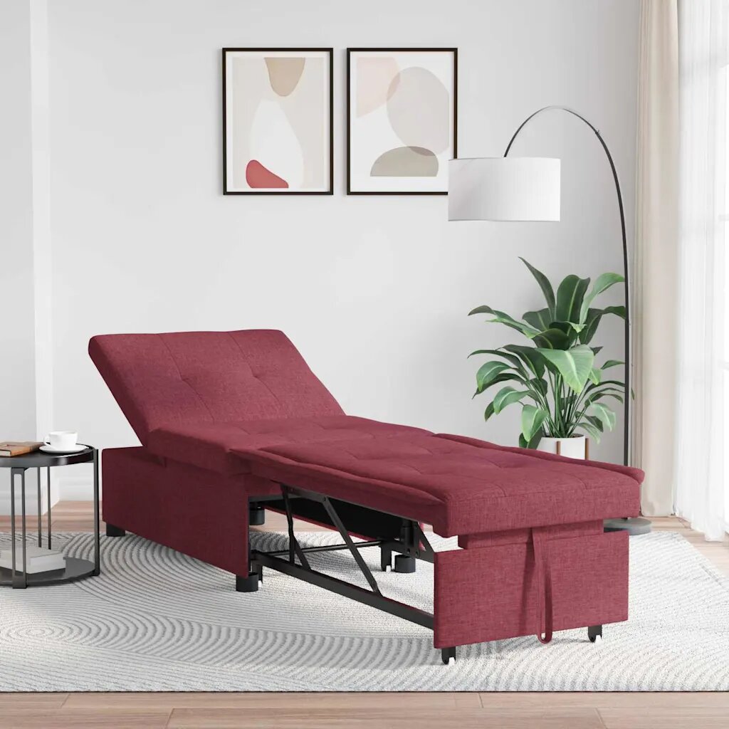 vidaXL Разтегателен диван с матрак Виненочервен 194 x 50 x 82 см