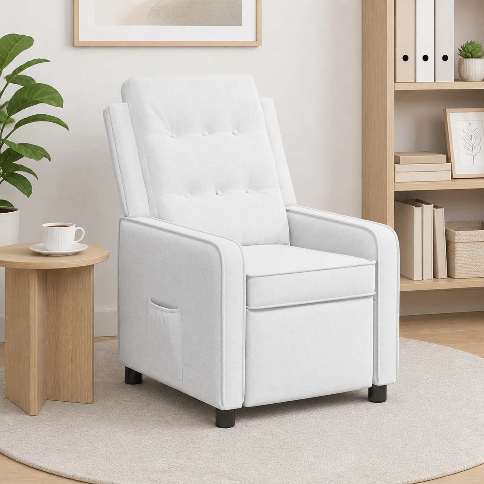vidaXL Разтегателен стол Бяло 65 x 93 x 102 cm Текстил