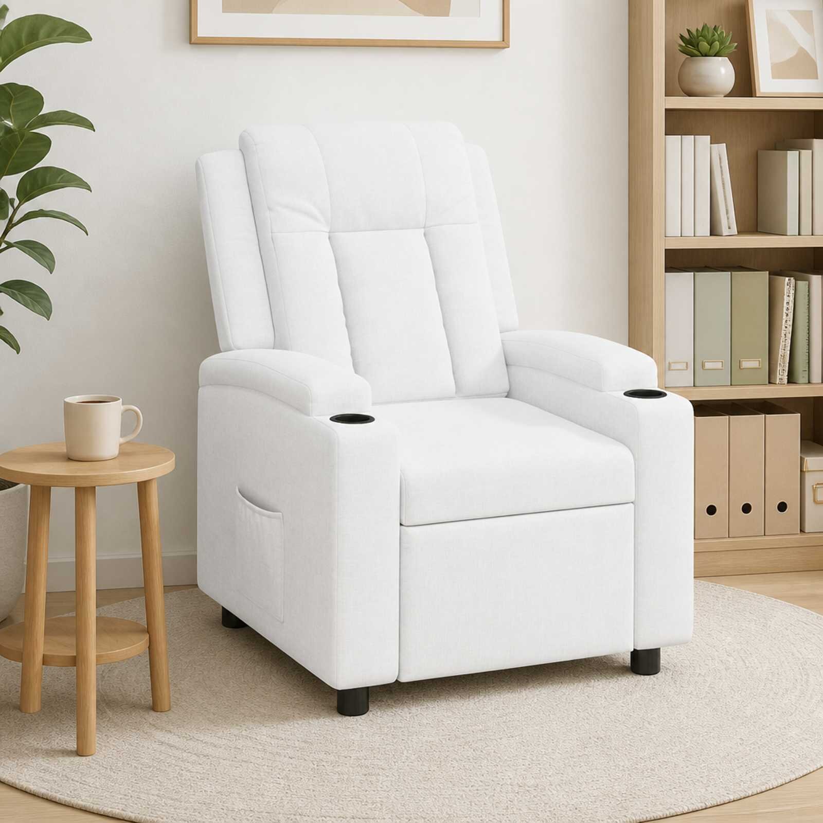 vidaXL Разтегателен стол Бяло 75 x 95 x 100 cm Текстил