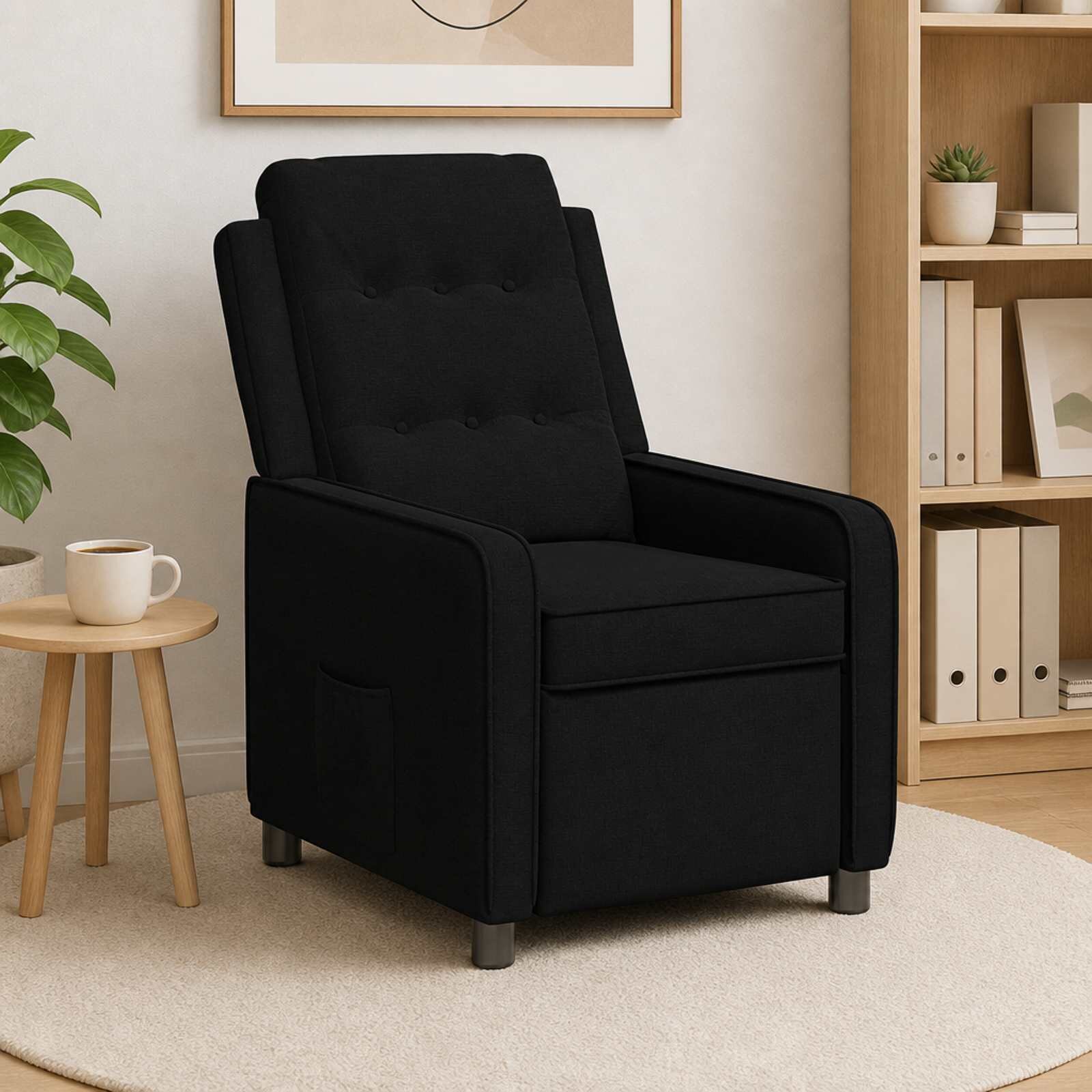 vidaXL Разтегателен стол Черно 65 x 93 x 102 cm Текстил