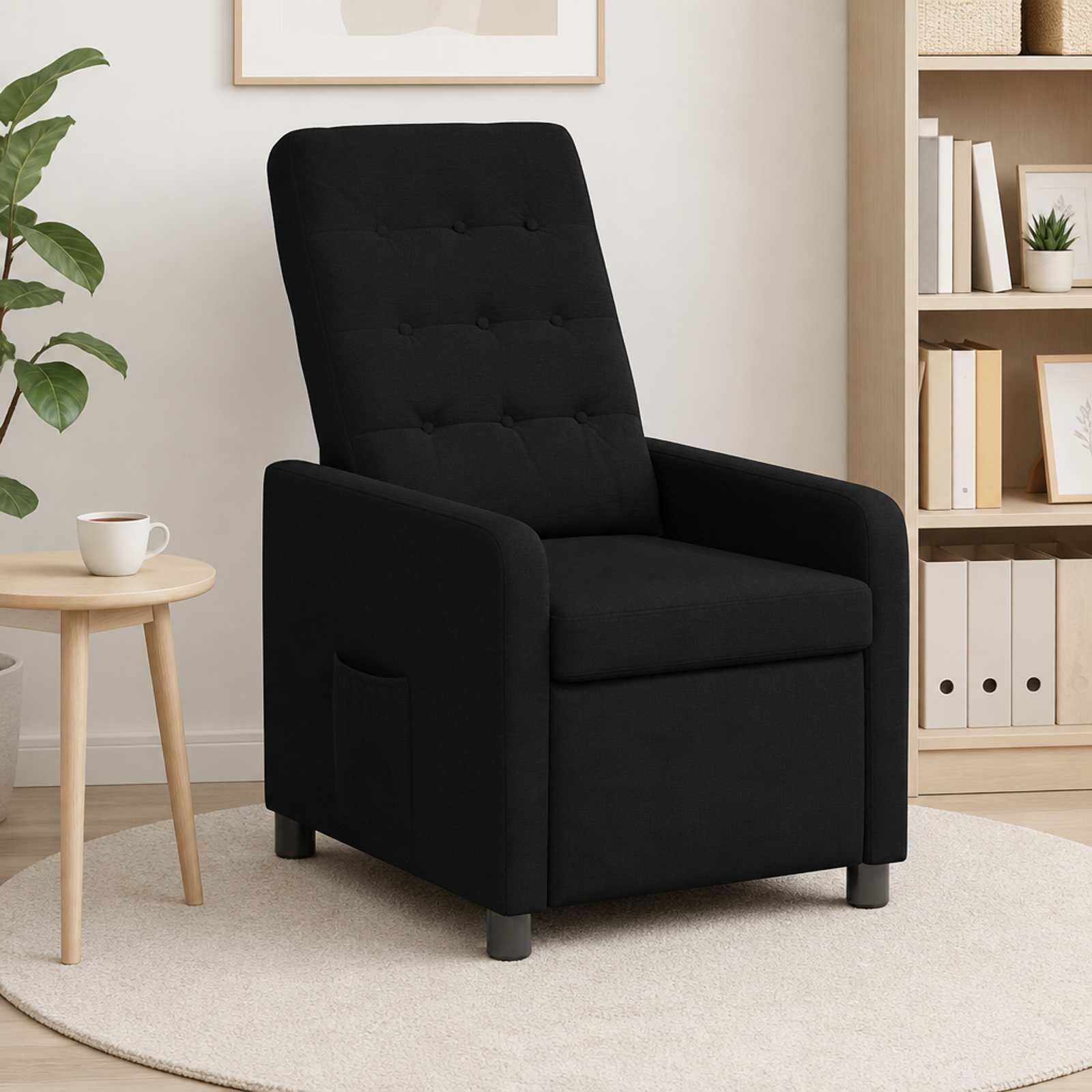 vidaXL Разтегателен стол Черно 65 x 93 x 102 cm Текстил