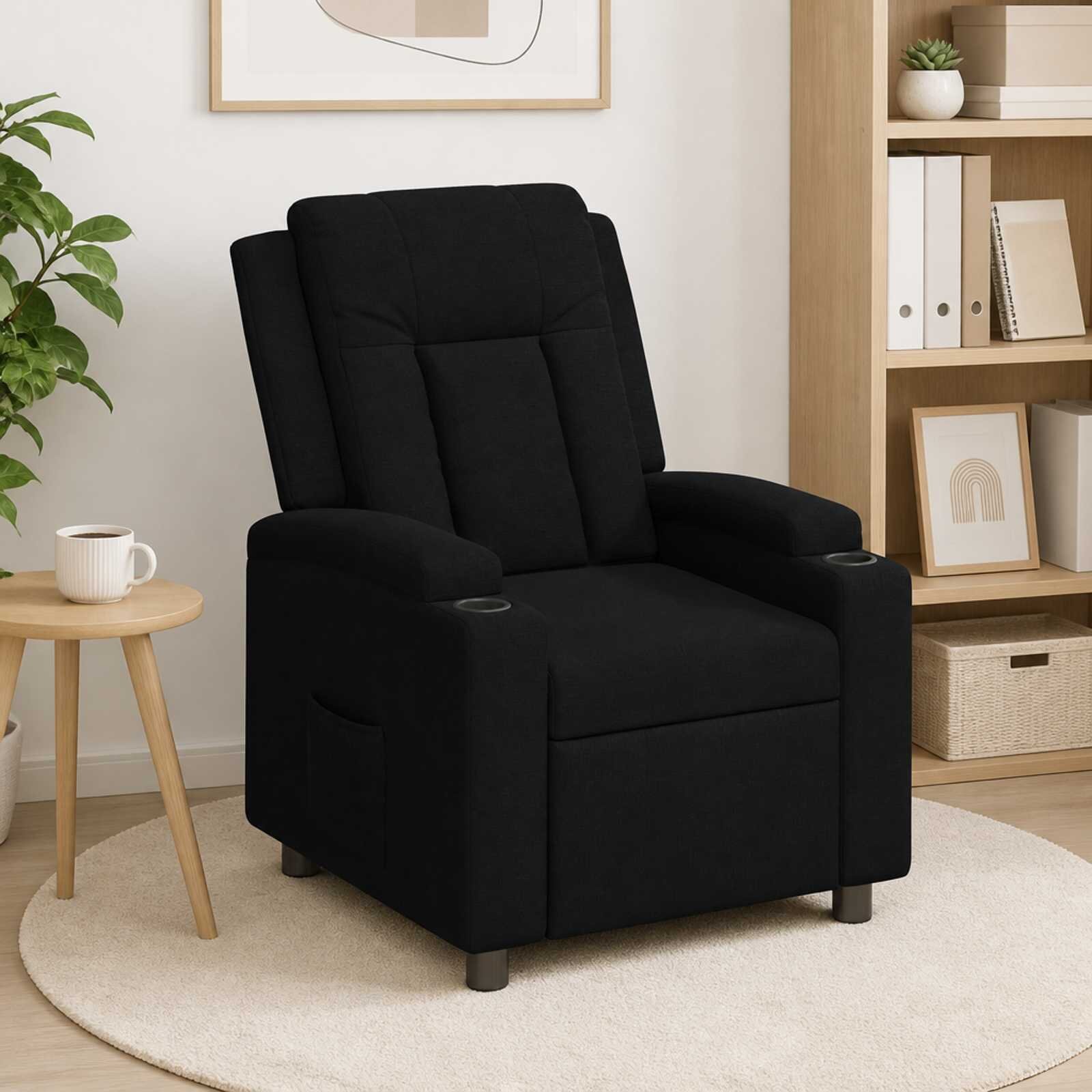 vidaXL Разтегателен стол Черно 75 x 95 x 100 cm Текстил