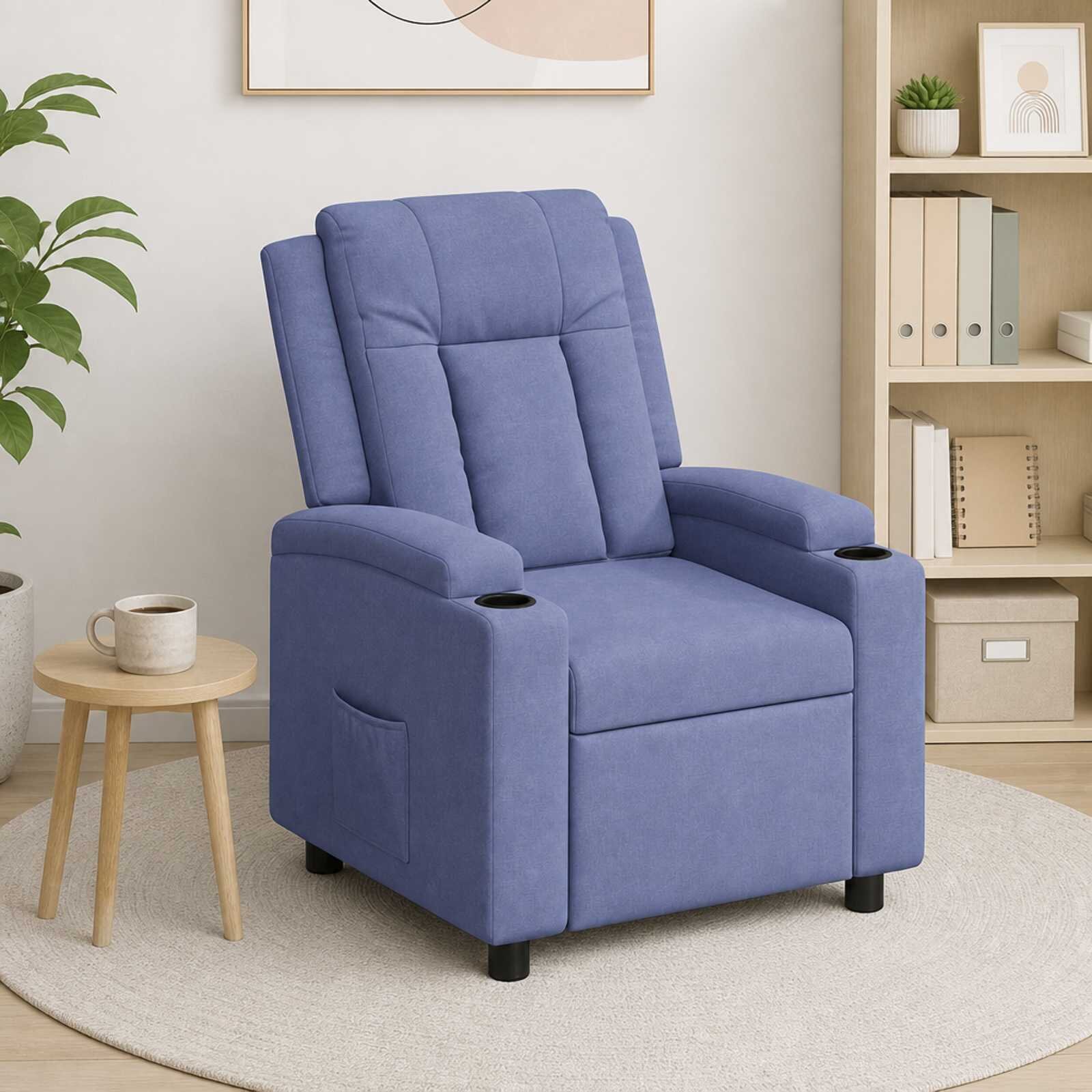 vidaXL Разтегателен стол Дънково син 75 x 95 x 100 cm Текстил