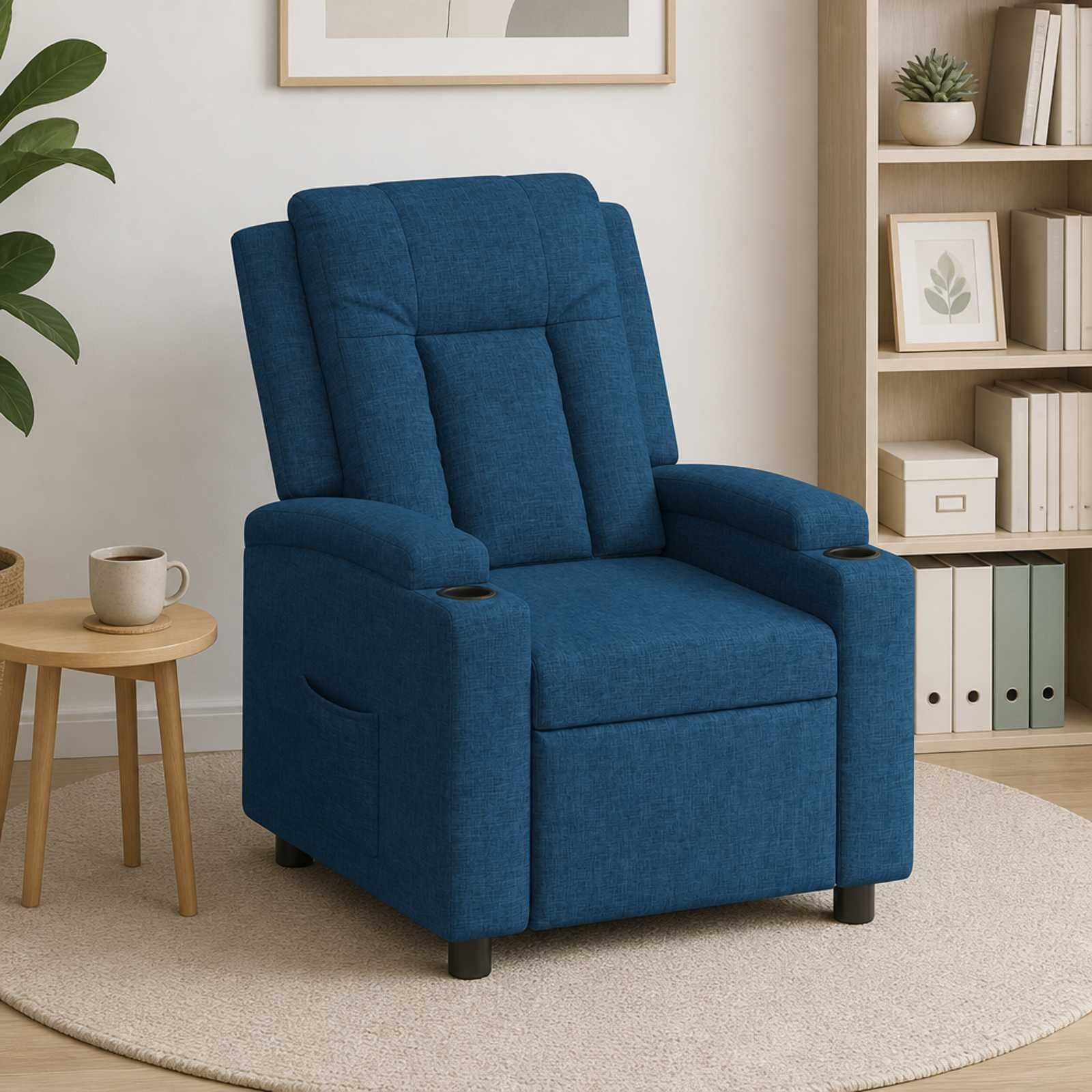vidaXL Разтегателен стол Синьо 75 x 95 x 100 cm Текстил