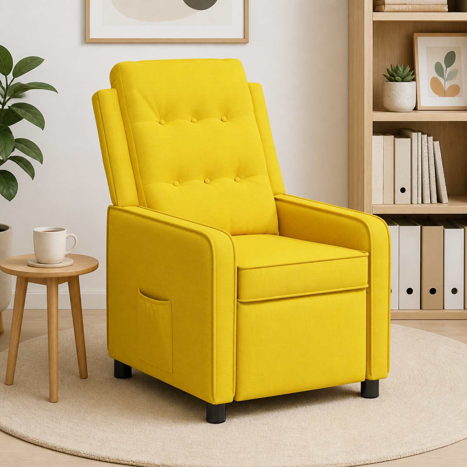 vidaXL Разтегателен стол Светло жълто 65 x 93 x 102 cm Текстил