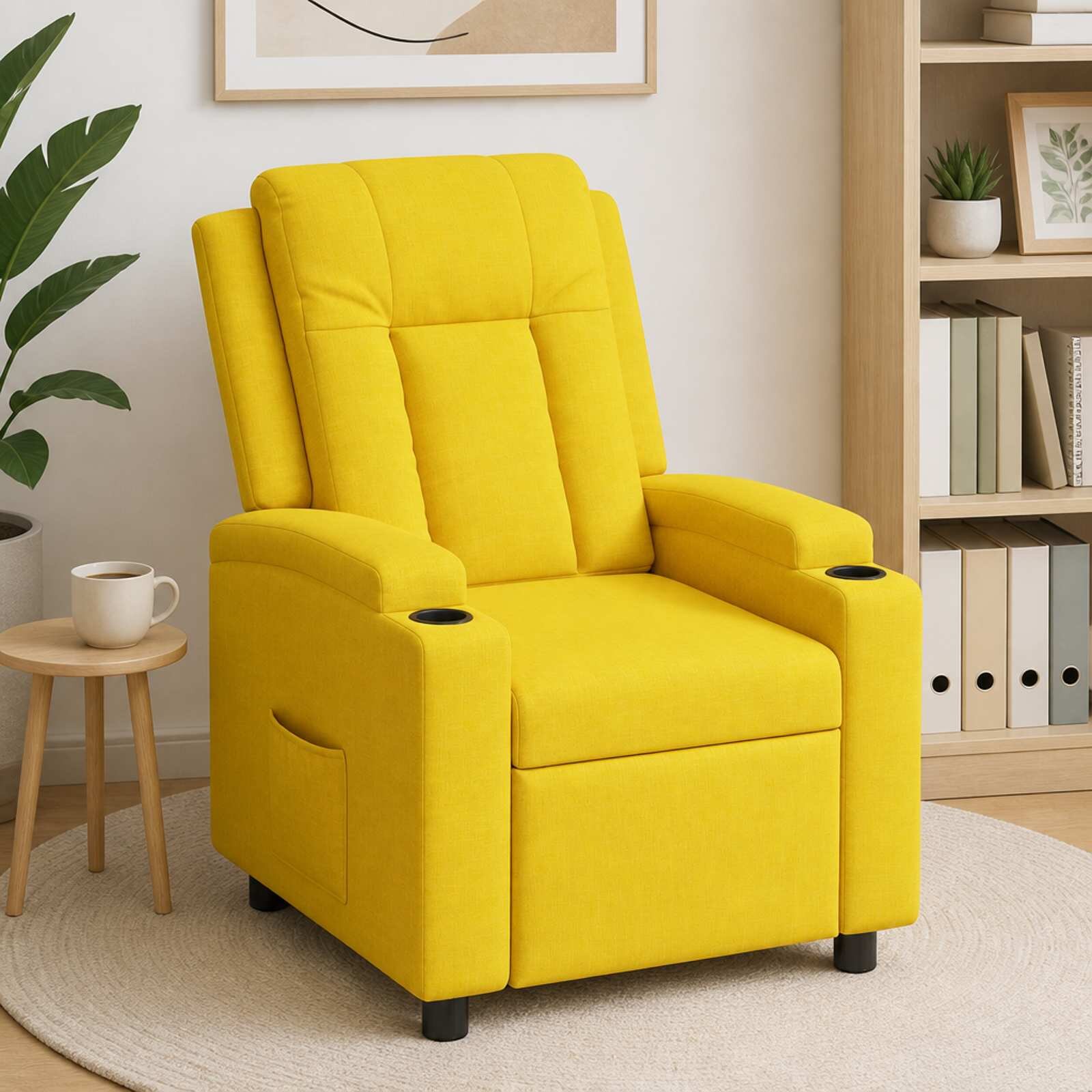 vidaXL Разтегателен стол Светло жълто 75 x 95 x 100 cm Текстил