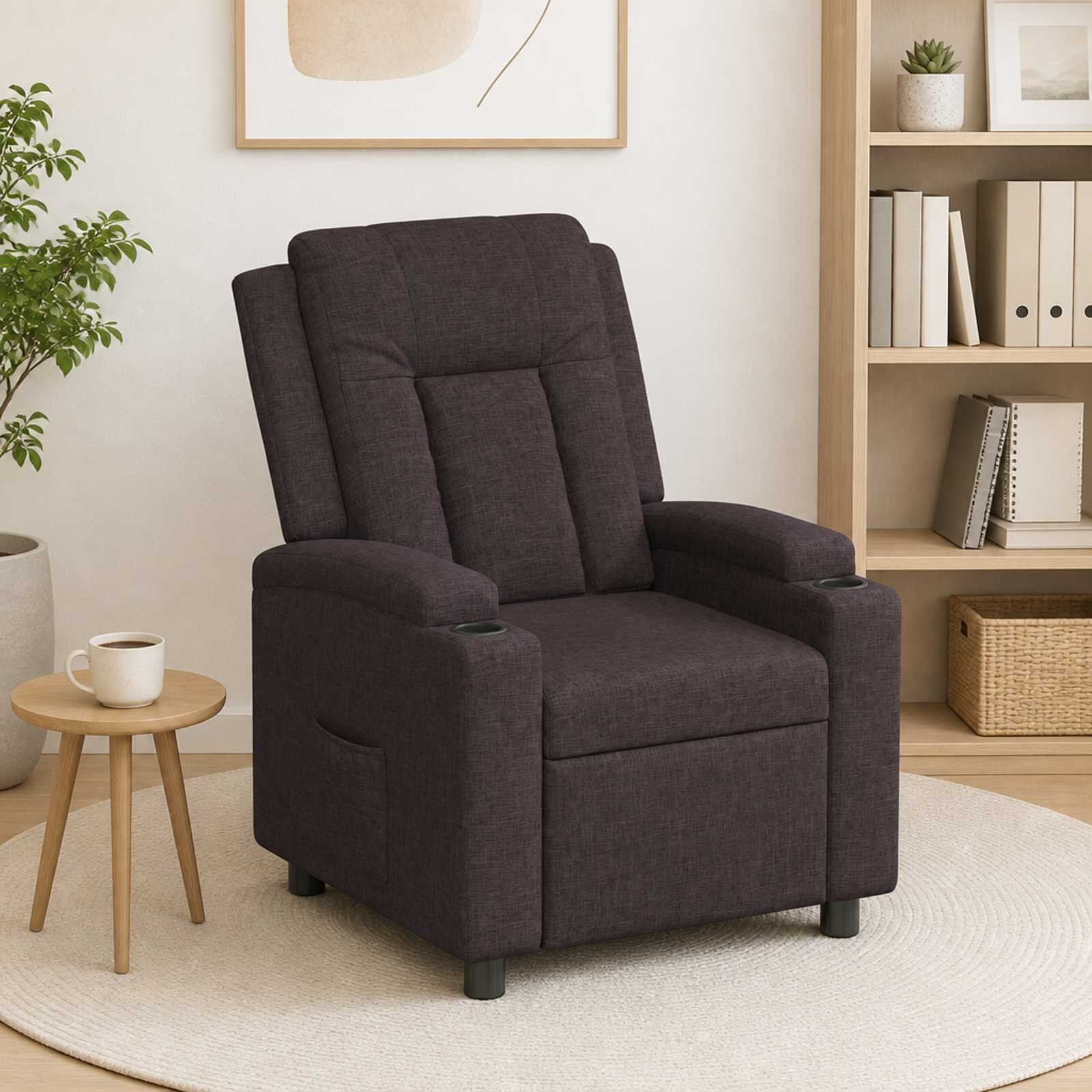 vidaXL Разтегателен стол Тъмен кафяв 75 x 95 x 100 cm Текстил