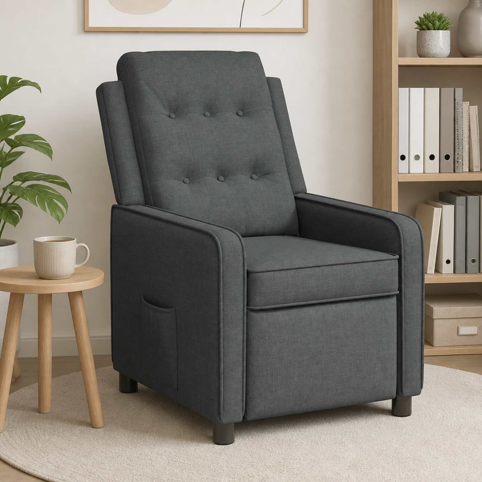 vidaXL Разтегателен стол Тъмносиво 65 x 93 x 102 cm Текстил