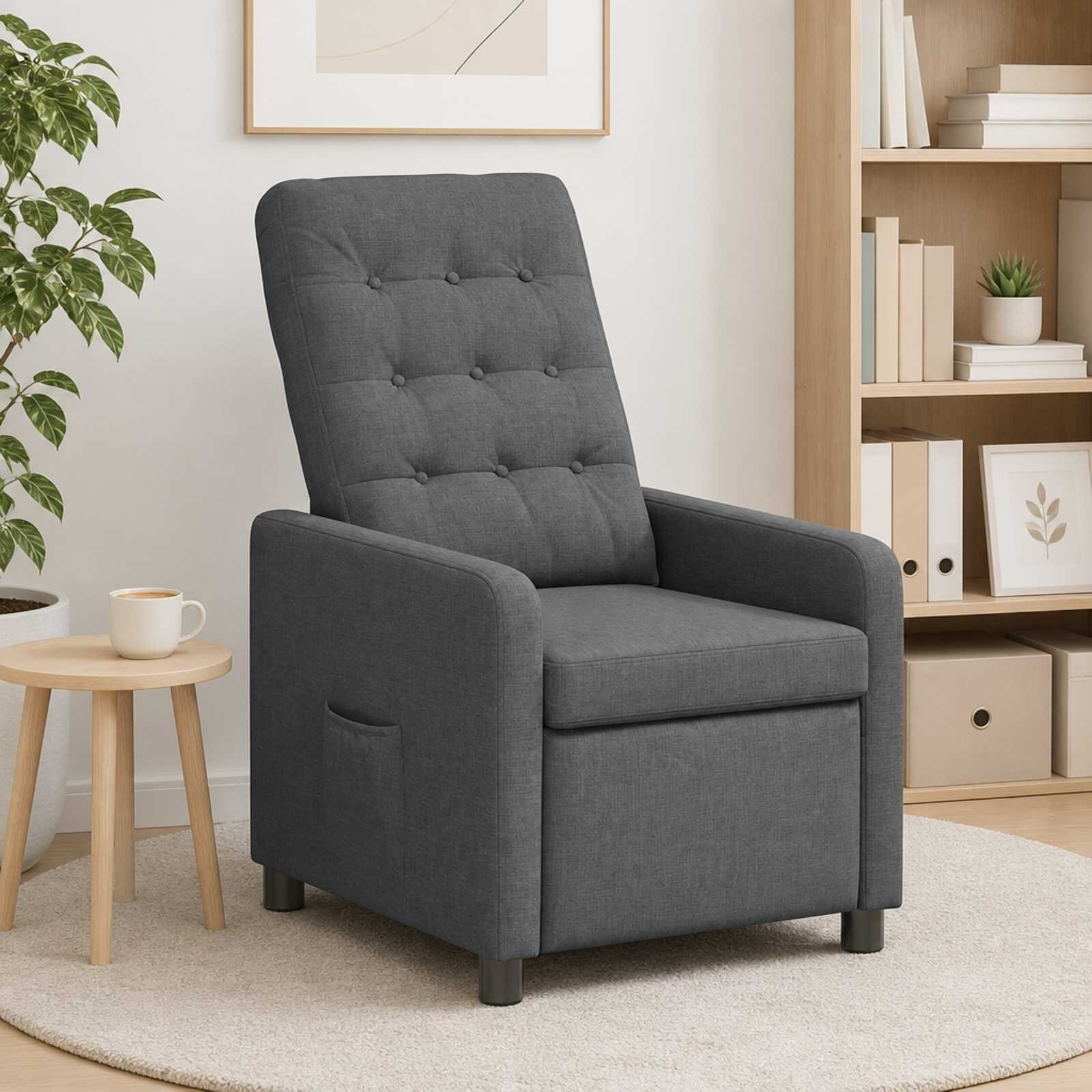 vidaXL Разтегателен стол Тъмносиво 65 x 93 x 102 cm Текстил