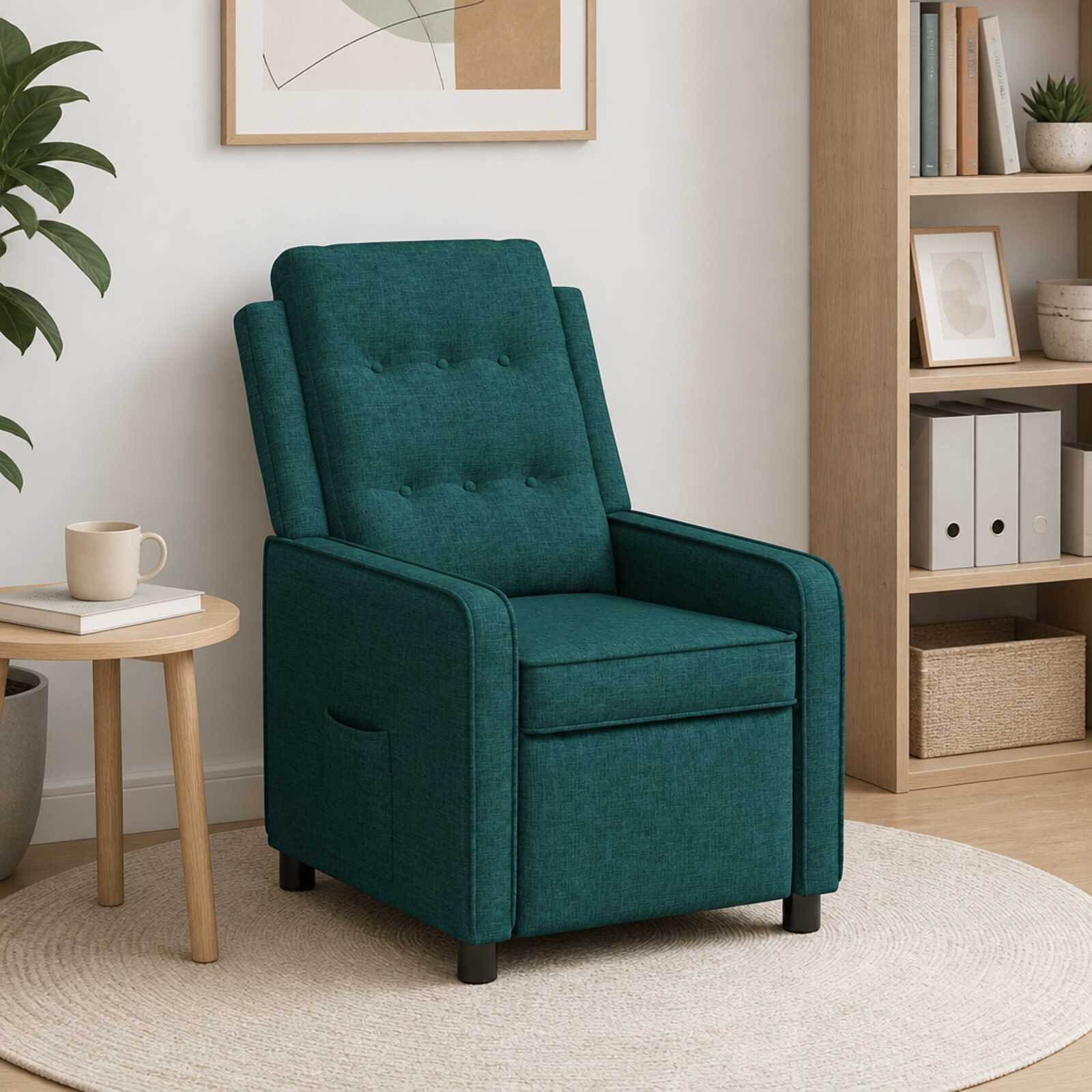 vidaXL Разтегателен стол Тъмнозелено 65 x 93 x 102 cm Текстил