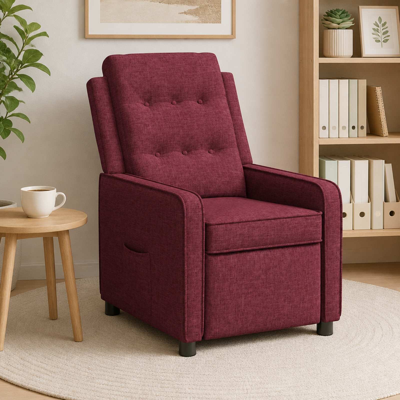 vidaXL Разтегателен стол Виненочервен 65 x 93 x 102 cm Текстил