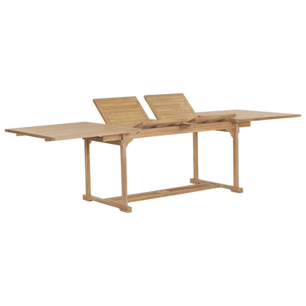 vidaXL Разтегателна градинска маса 180-280x100x75 см тик масив